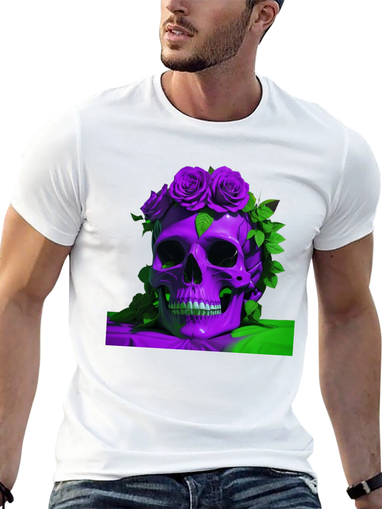 Skull & Roses Graphic Tee - Unique Design