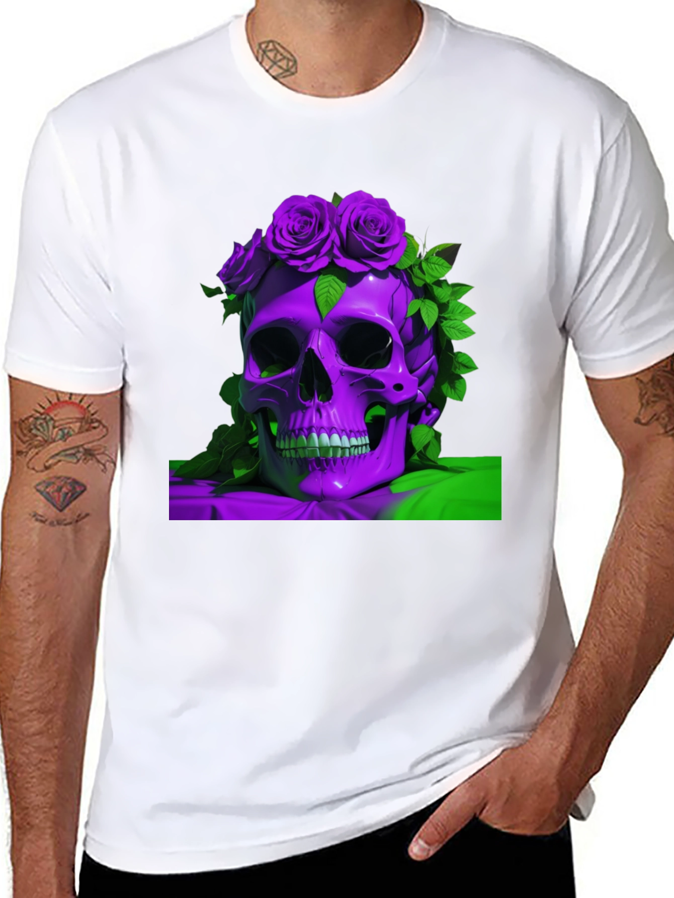 Skull & Roses Graphic Tee - Unique Design