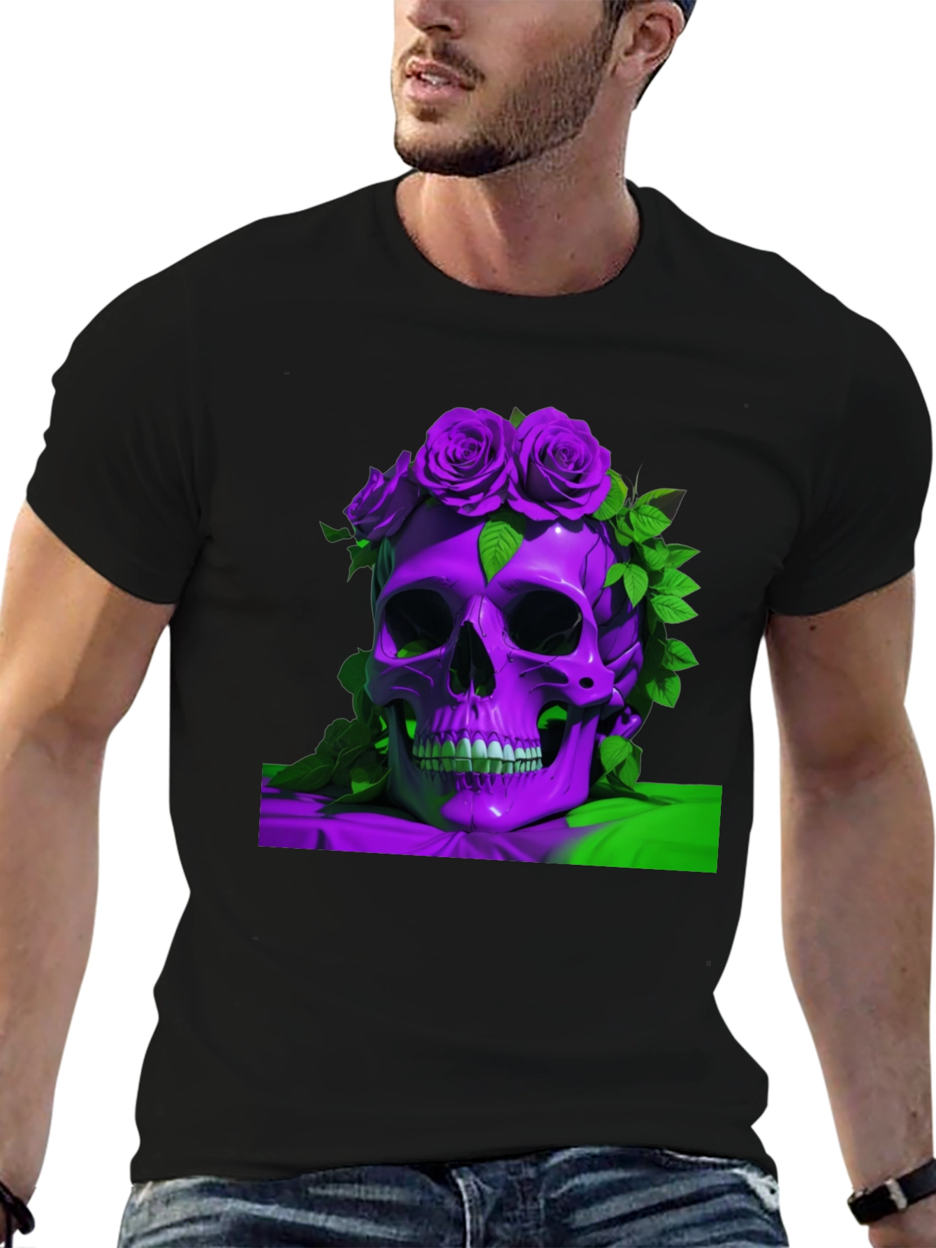 Skull & Roses Graphic Tee - Unique Design
