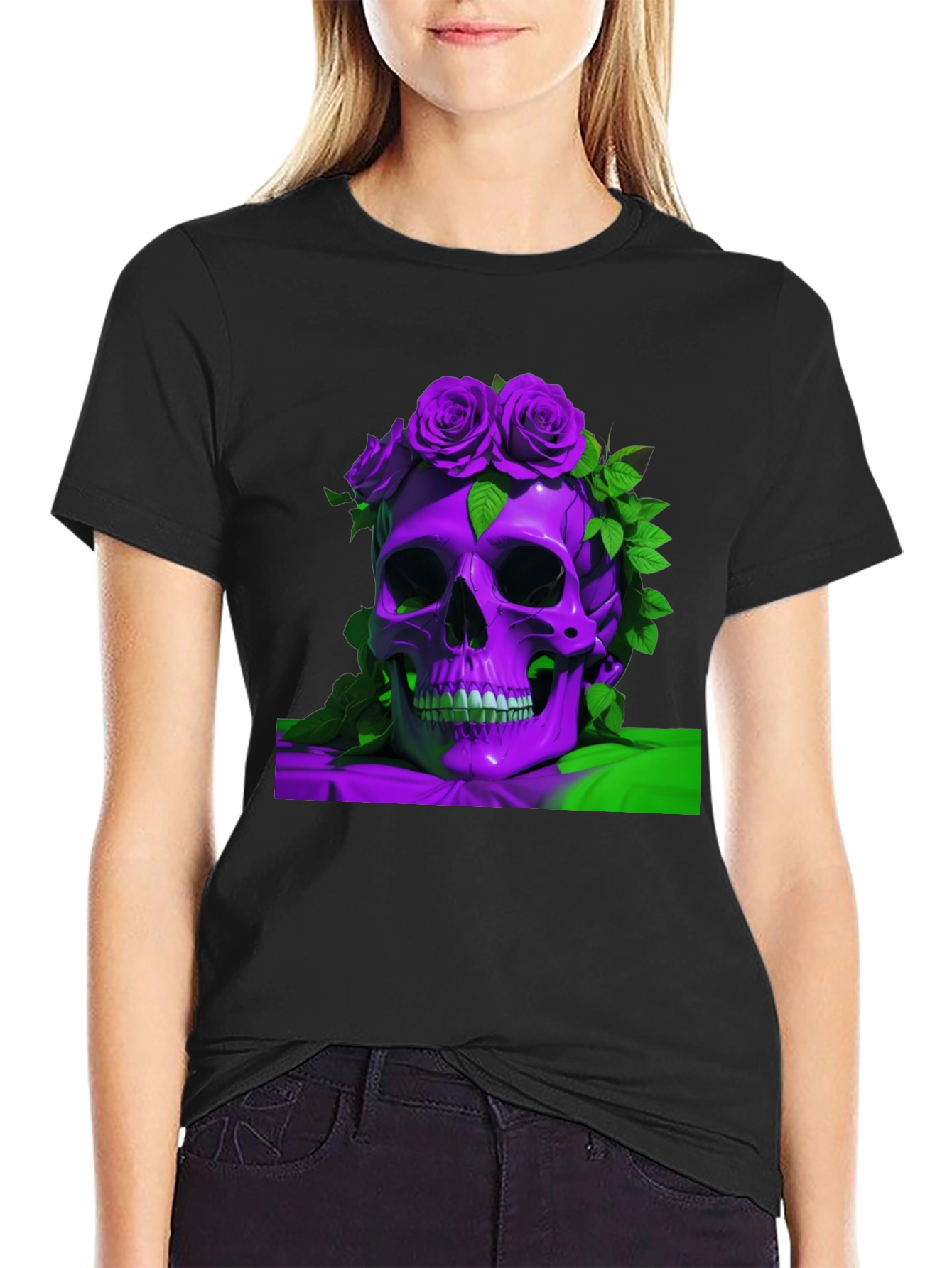 Skull & Roses Graphic Tee - Unique Design