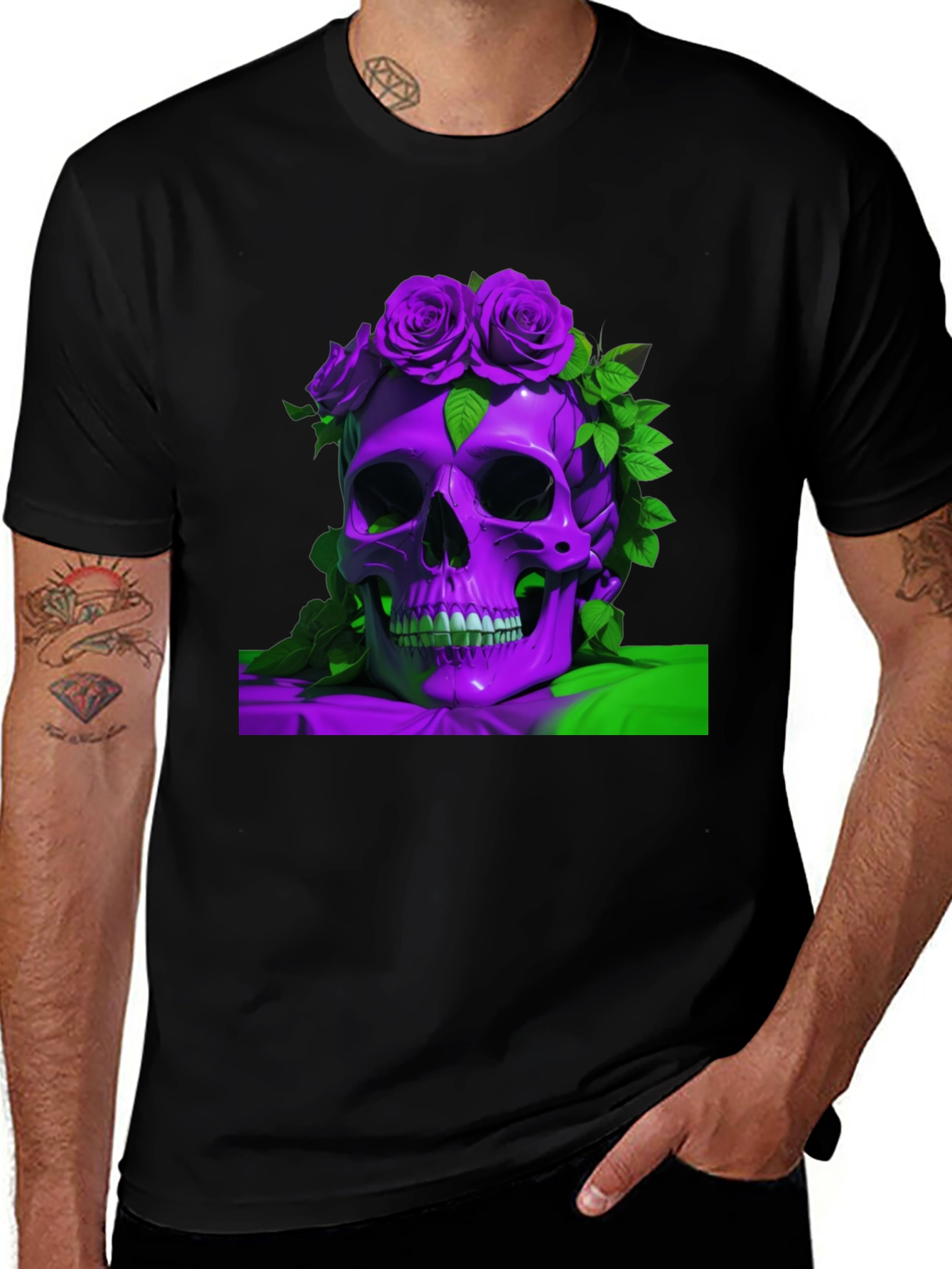 Skull & Roses Graphic Tee - Unique Design
