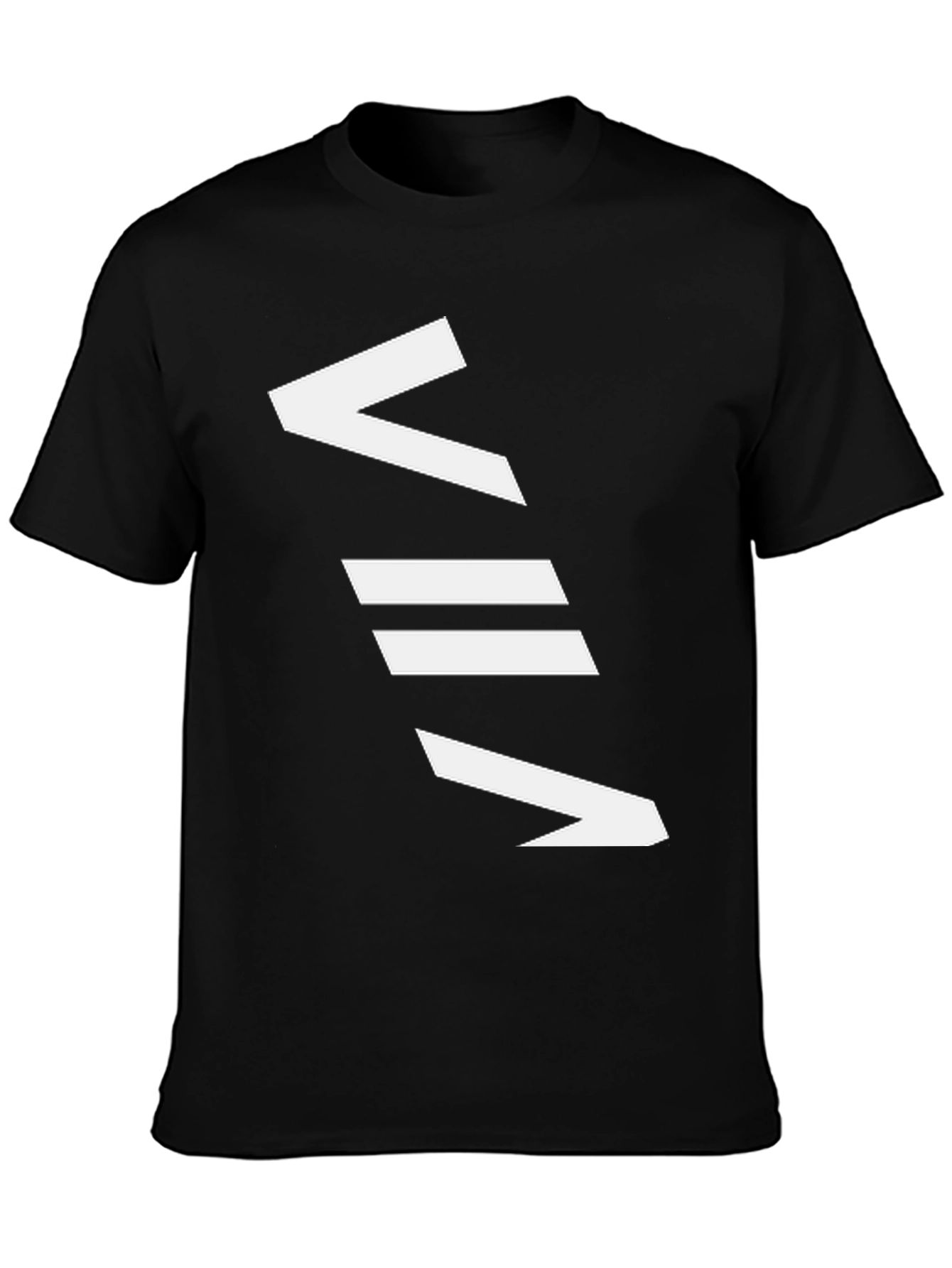 Geometric White Graphic Print Black T-Shirt