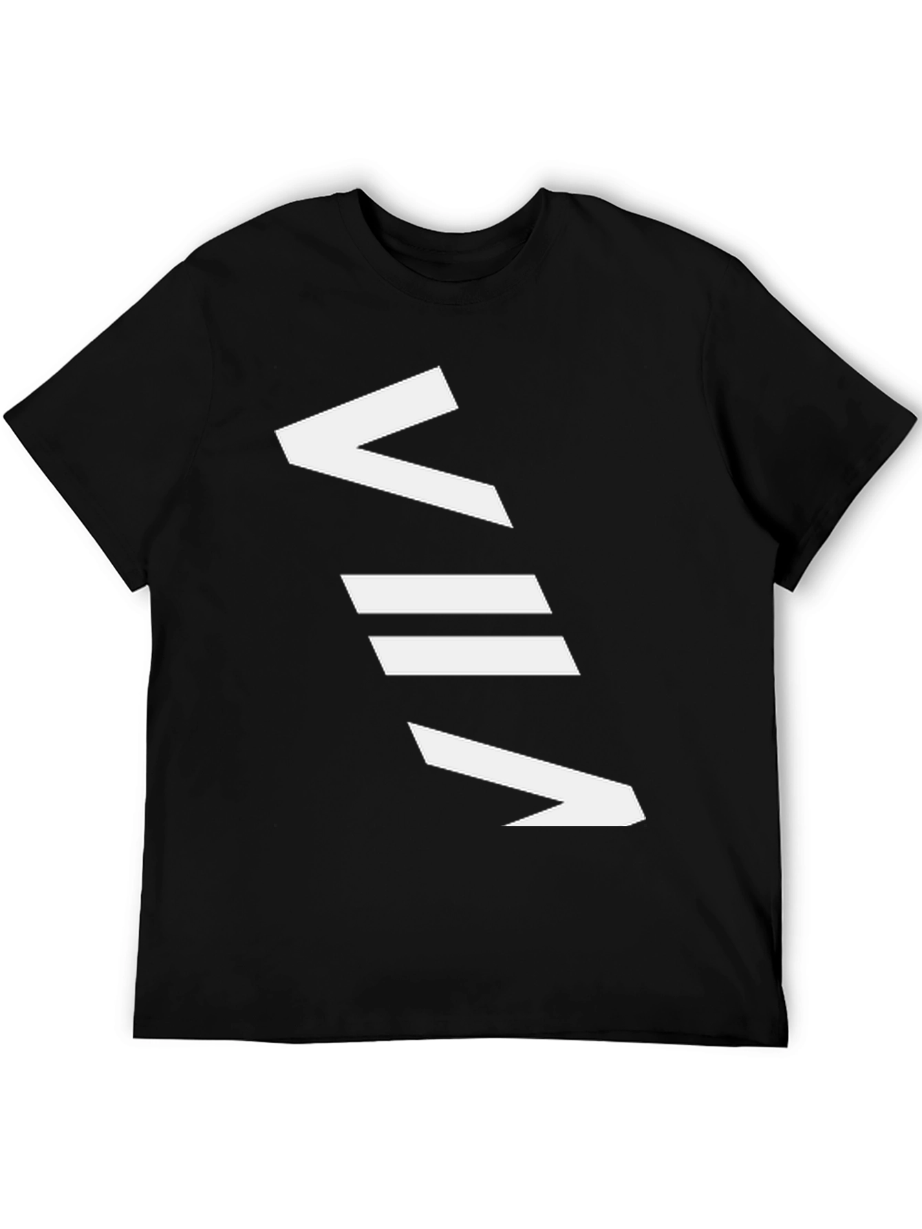 Geometric White Graphic Print Black T-Shirt