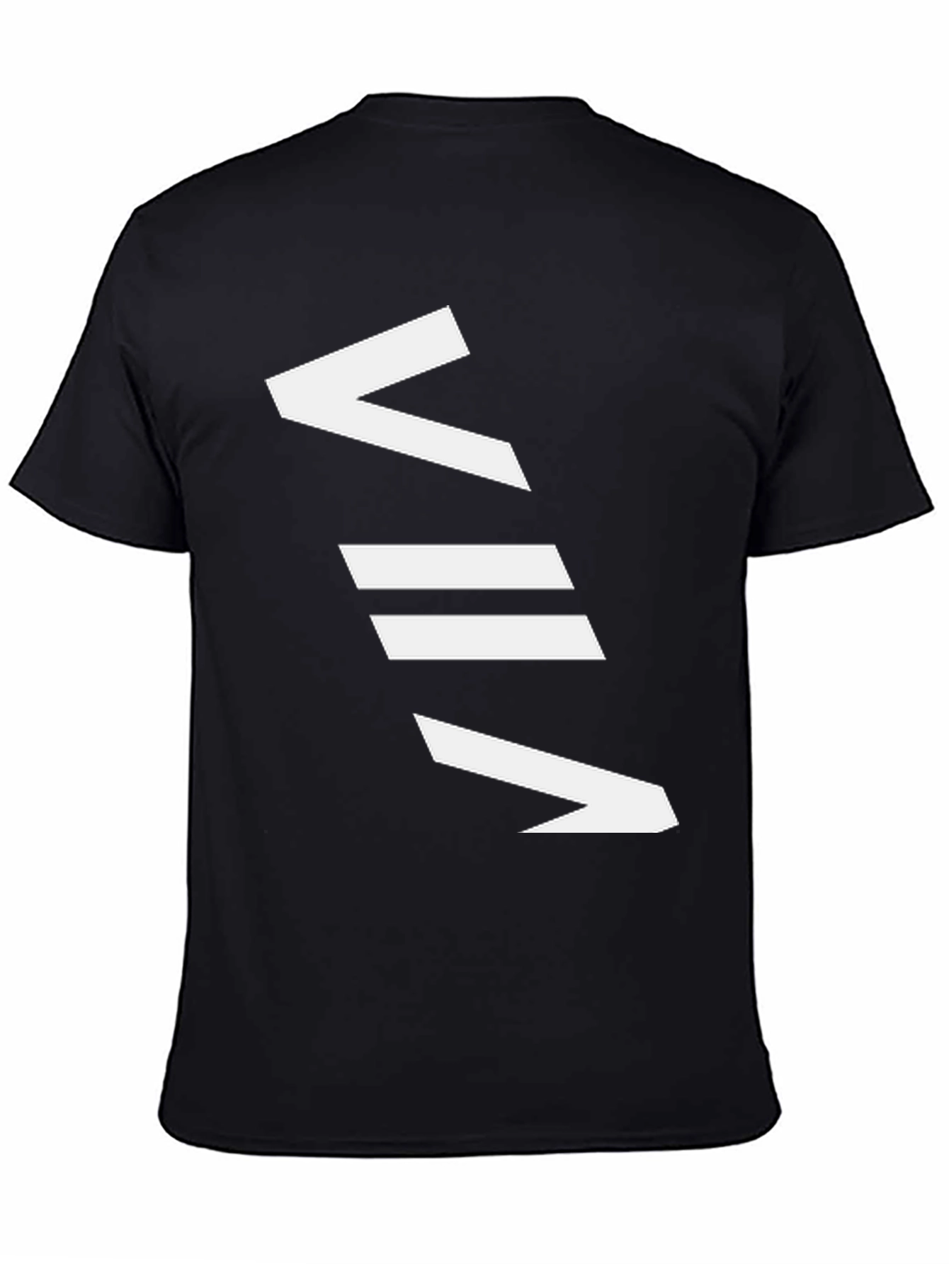 Geometric White Graphic Print Black T-Shirt