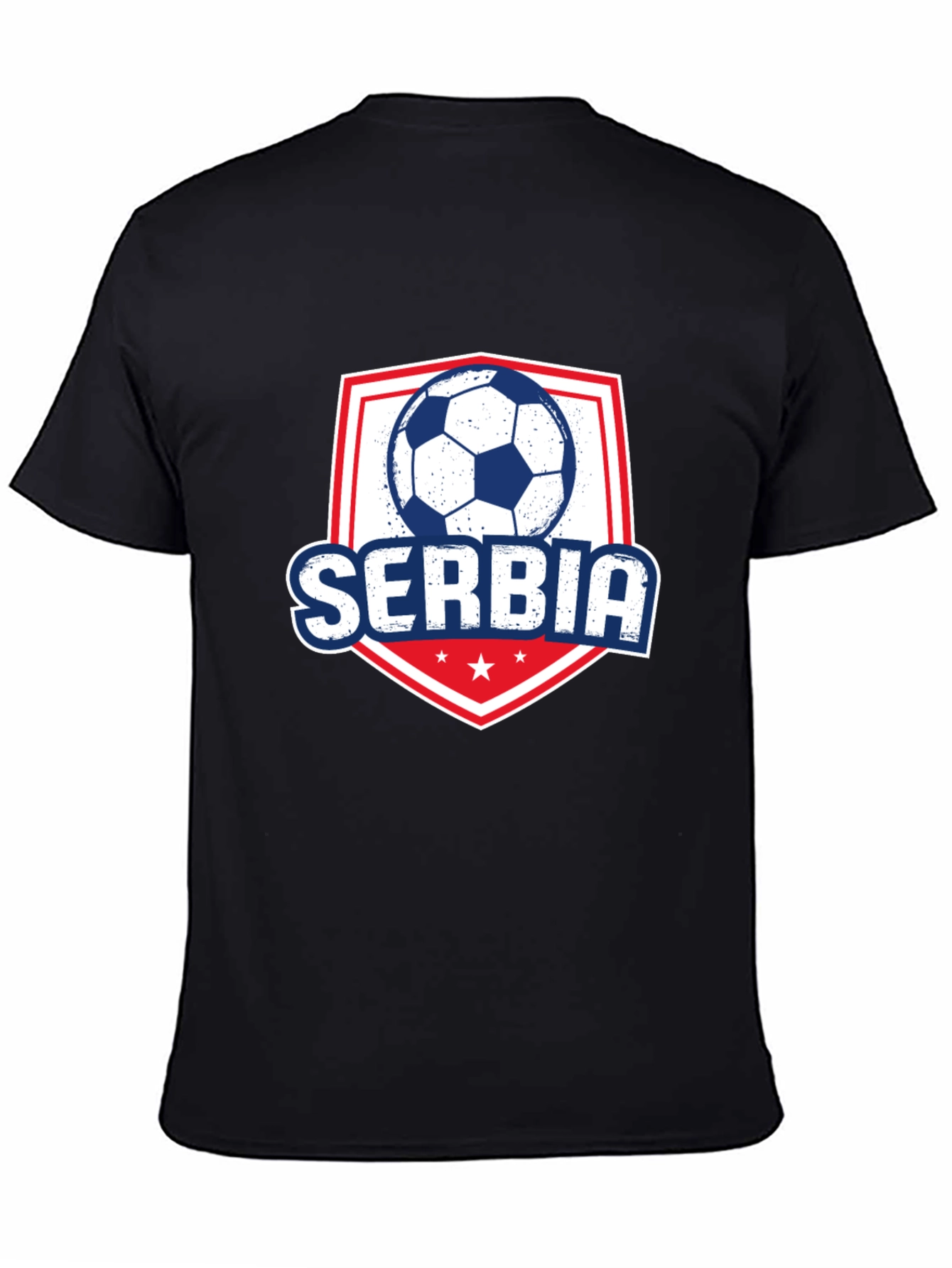 Serbia Soccer T-Shirt - Black Graphic Tee