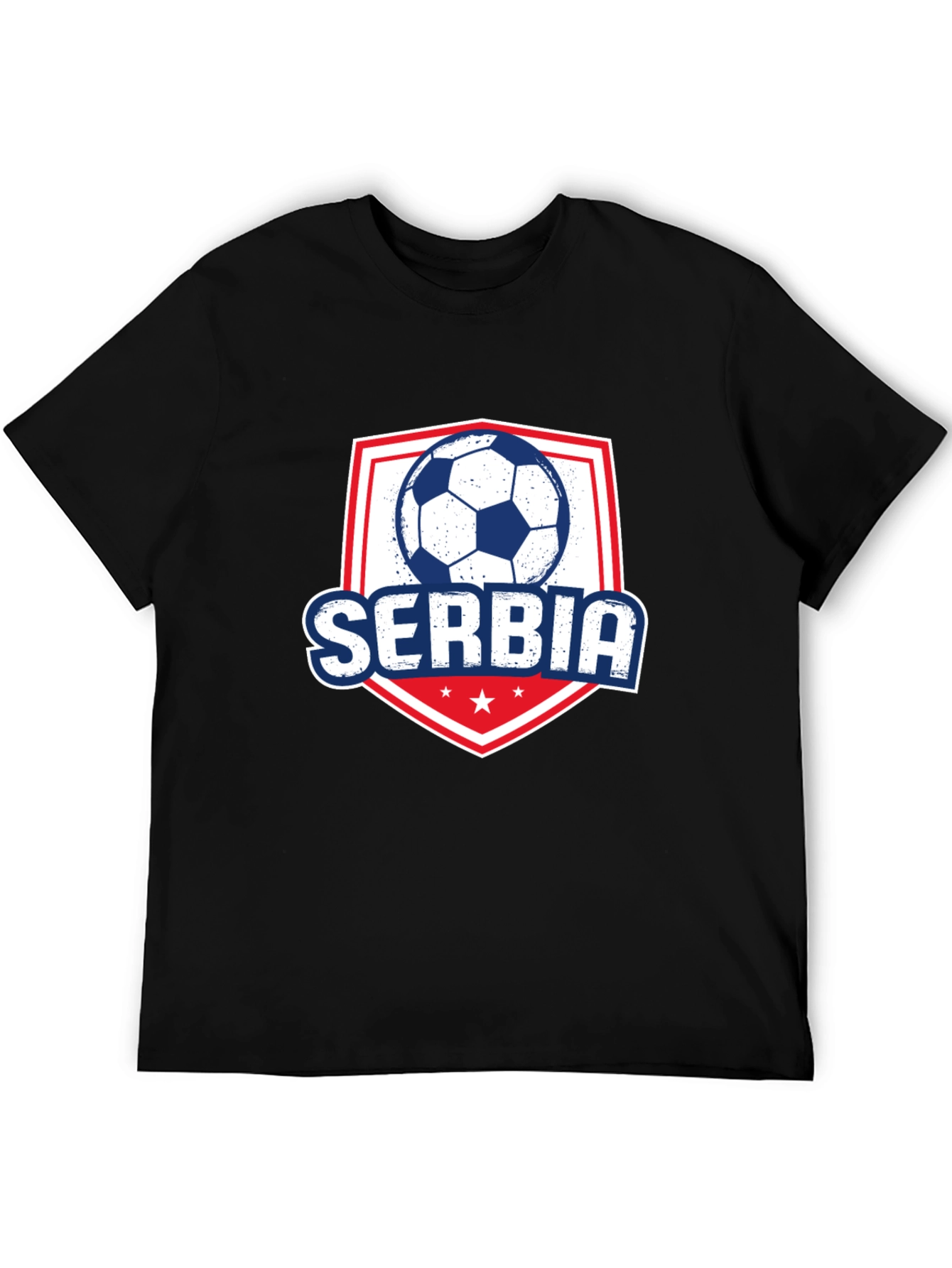 Serbia Soccer T-Shirt - Black Graphic Tee