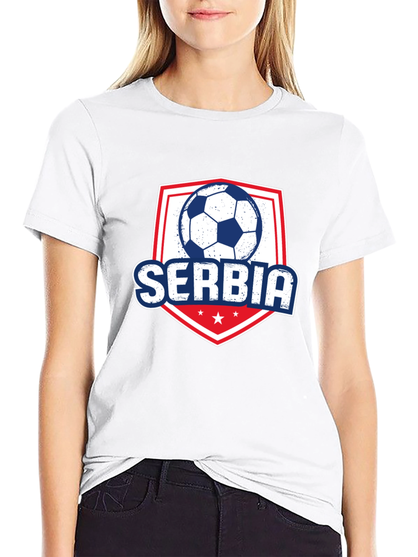Serbia Soccer T-Shirt - Black Graphic Tee