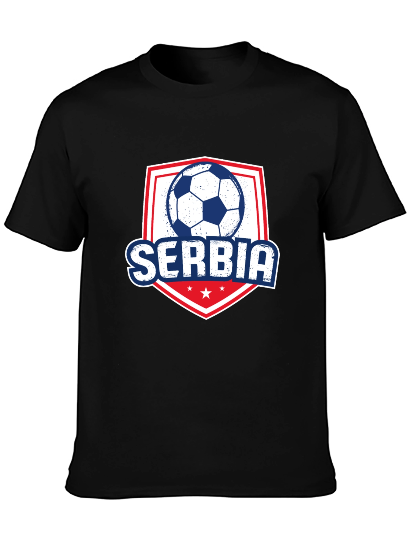 Serbia Soccer T-Shirt - Black Graphic Tee