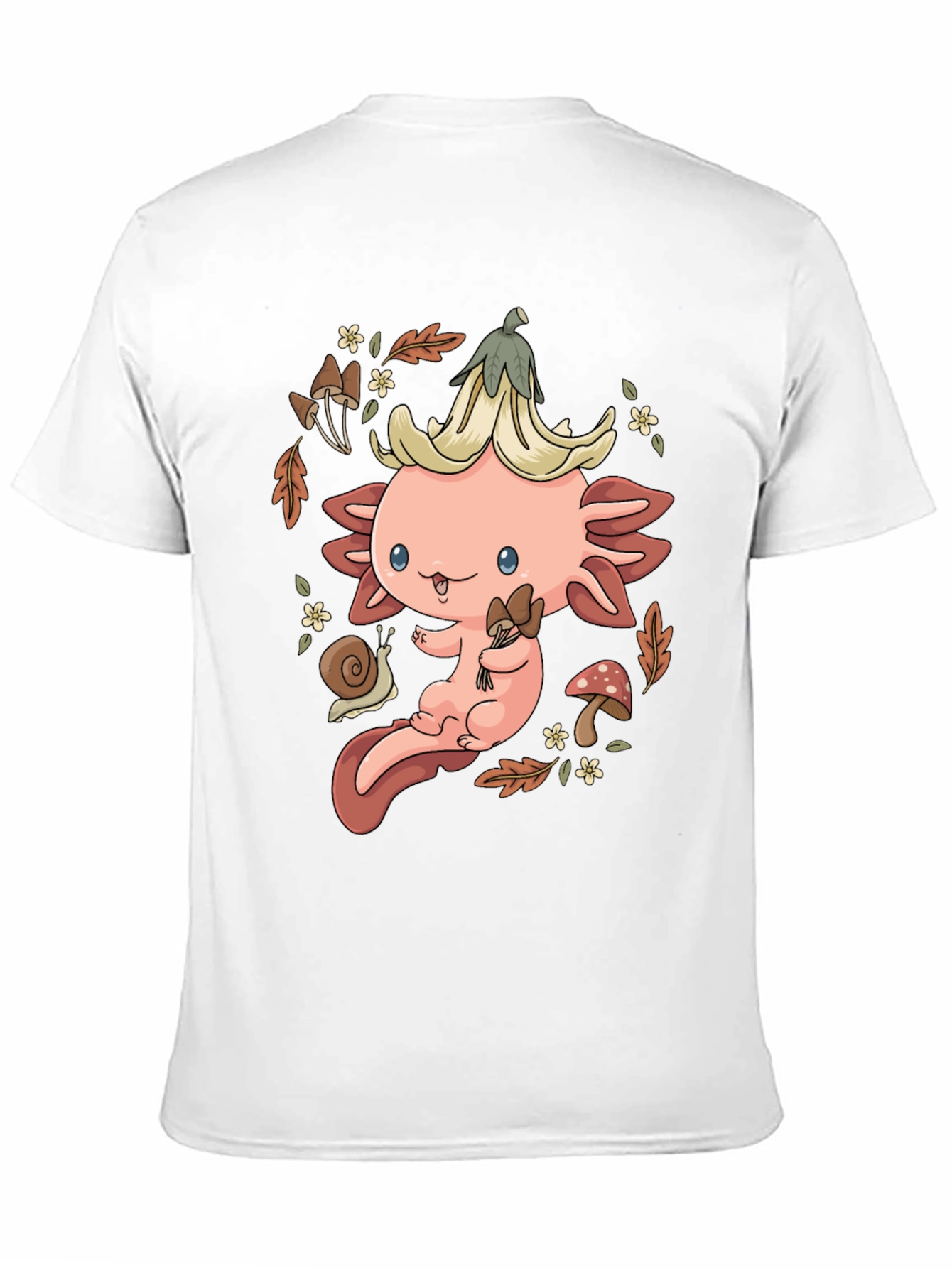Cute Axolotl Mushroom T-Shirt - Whimsical Nature Design