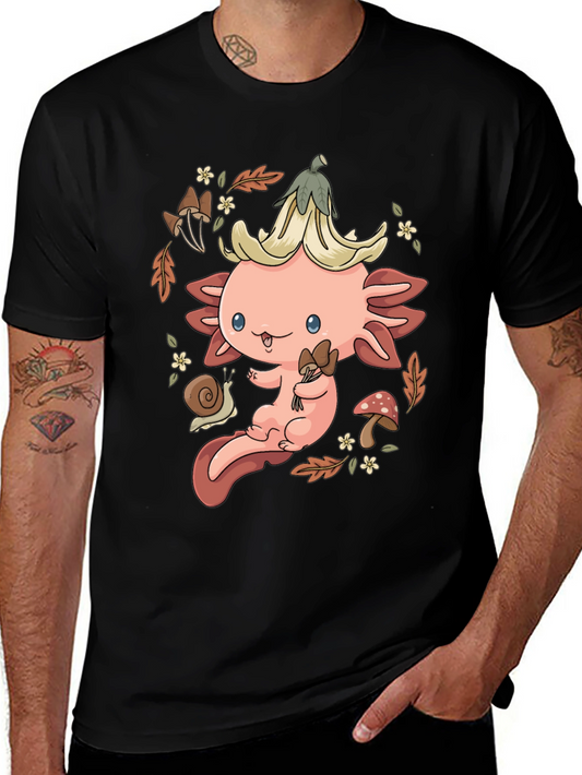 Cute Axolotl Mushroom T-Shirt - Whimsical Nature Design
