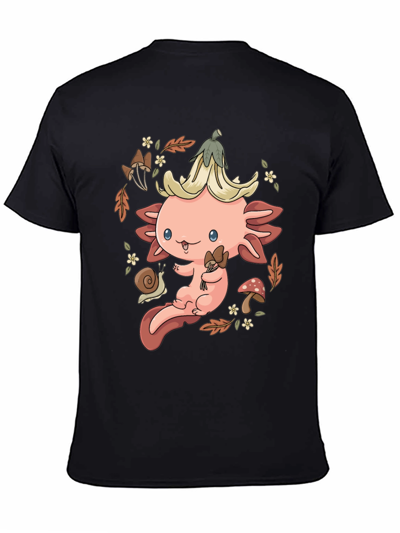 Cute Axolotl Mushroom T-Shirt - Whimsical Nature Design
