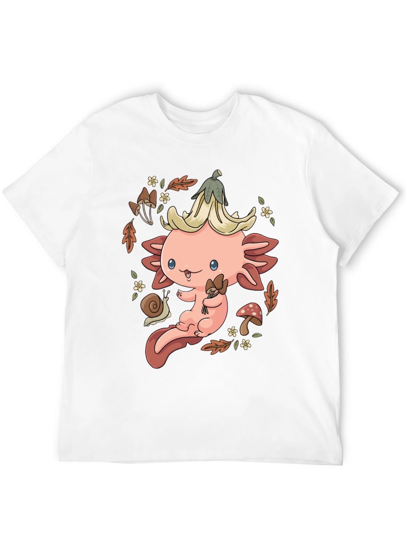 Cute Axolotl Mushroom T-Shirt - Whimsical Nature Design
