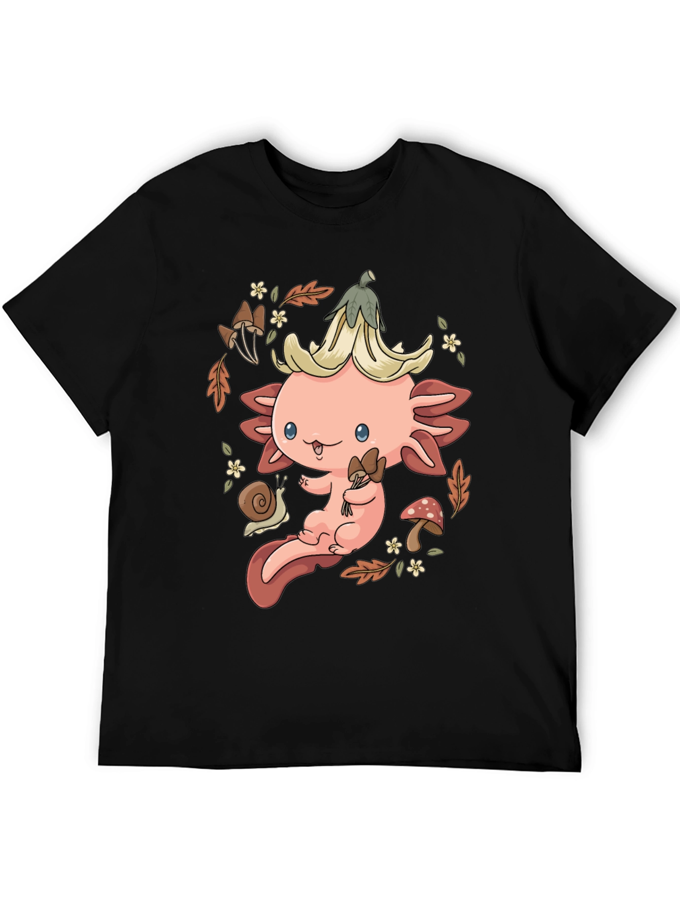Cute Axolotl Mushroom T-Shirt - Whimsical Nature Design