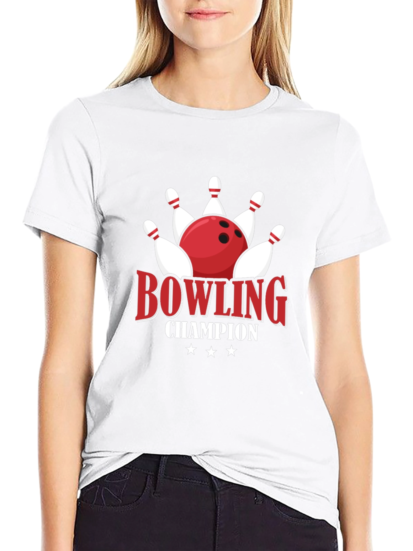 Bowling Champion Graphic Tee - Black Cotton T-Shirt