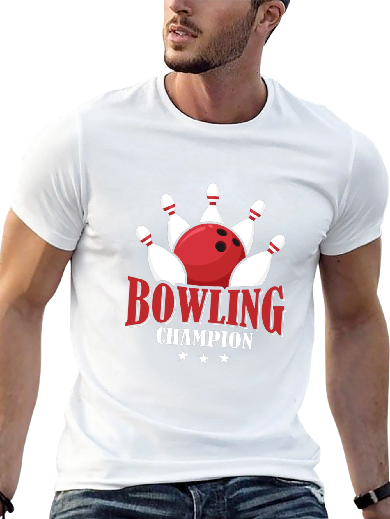 Bowling Champion Graphic Tee - Black Cotton T-Shirt
