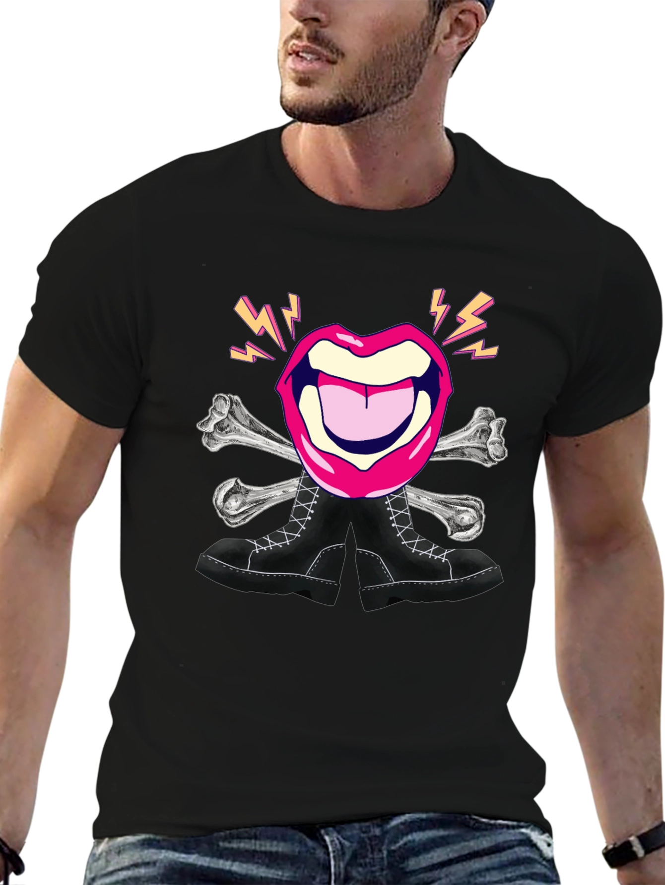 Rock Lips Crossbones Boots Graphic Tee