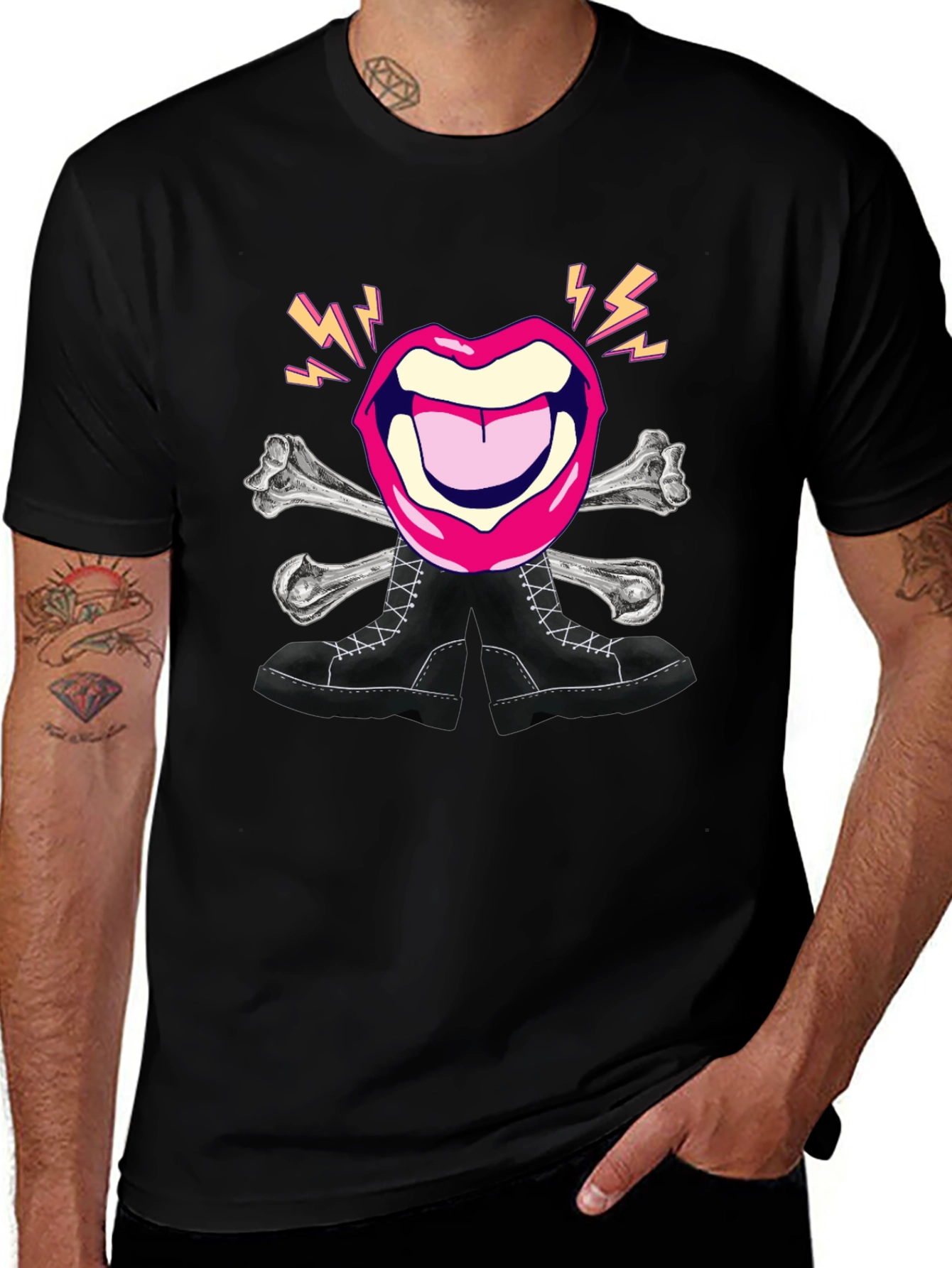 Rock Lips Crossbones Boots Graphic Tee