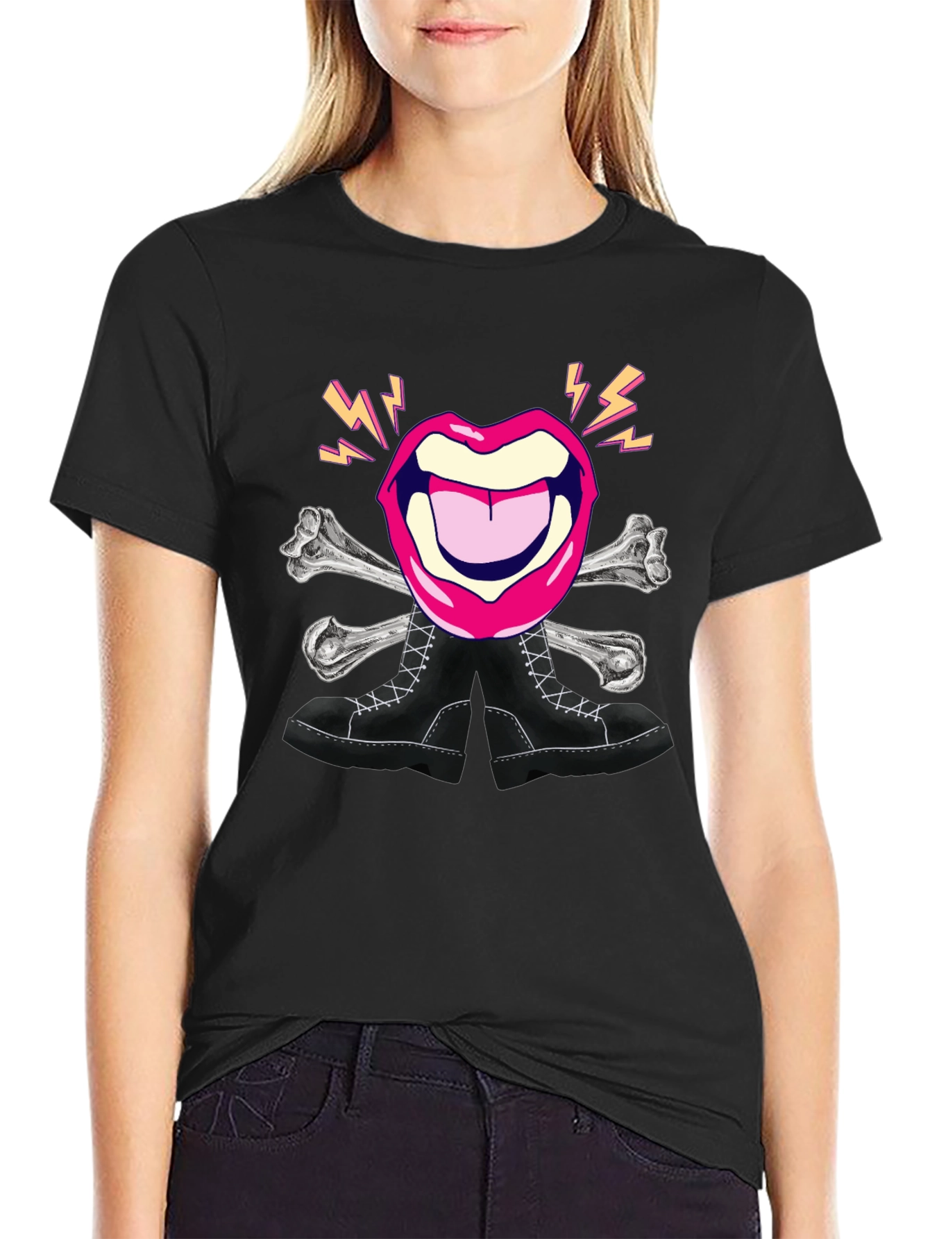 Rock Lips Crossbones Boots Graphic Tee