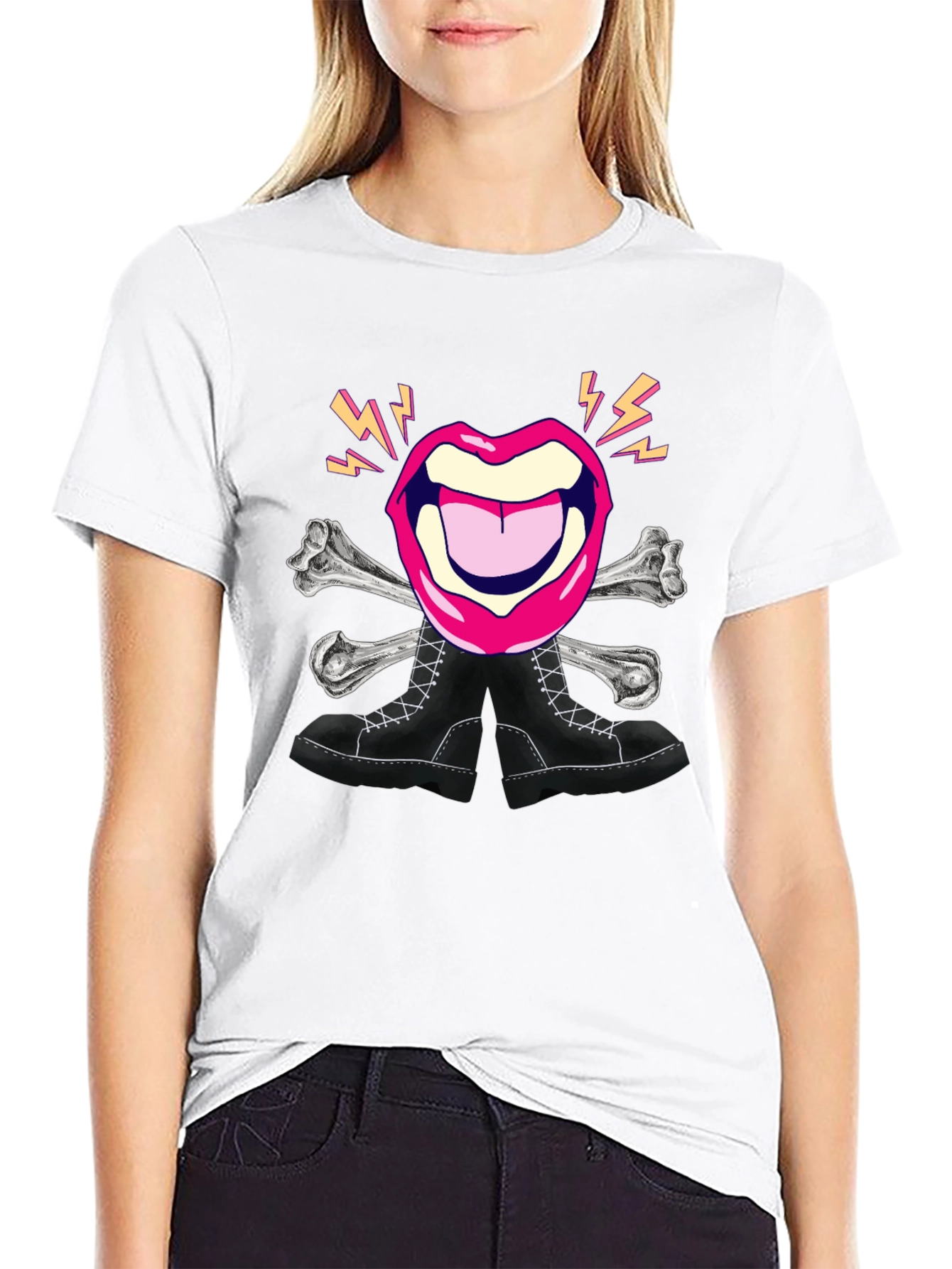Rock Lips Crossbones Boots Graphic Tee