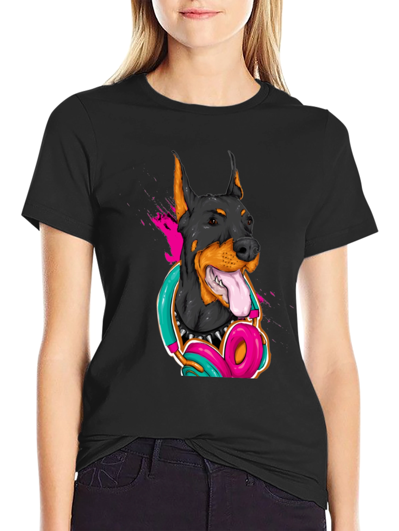 Cool Doberman Dog Graphic T-Shirt