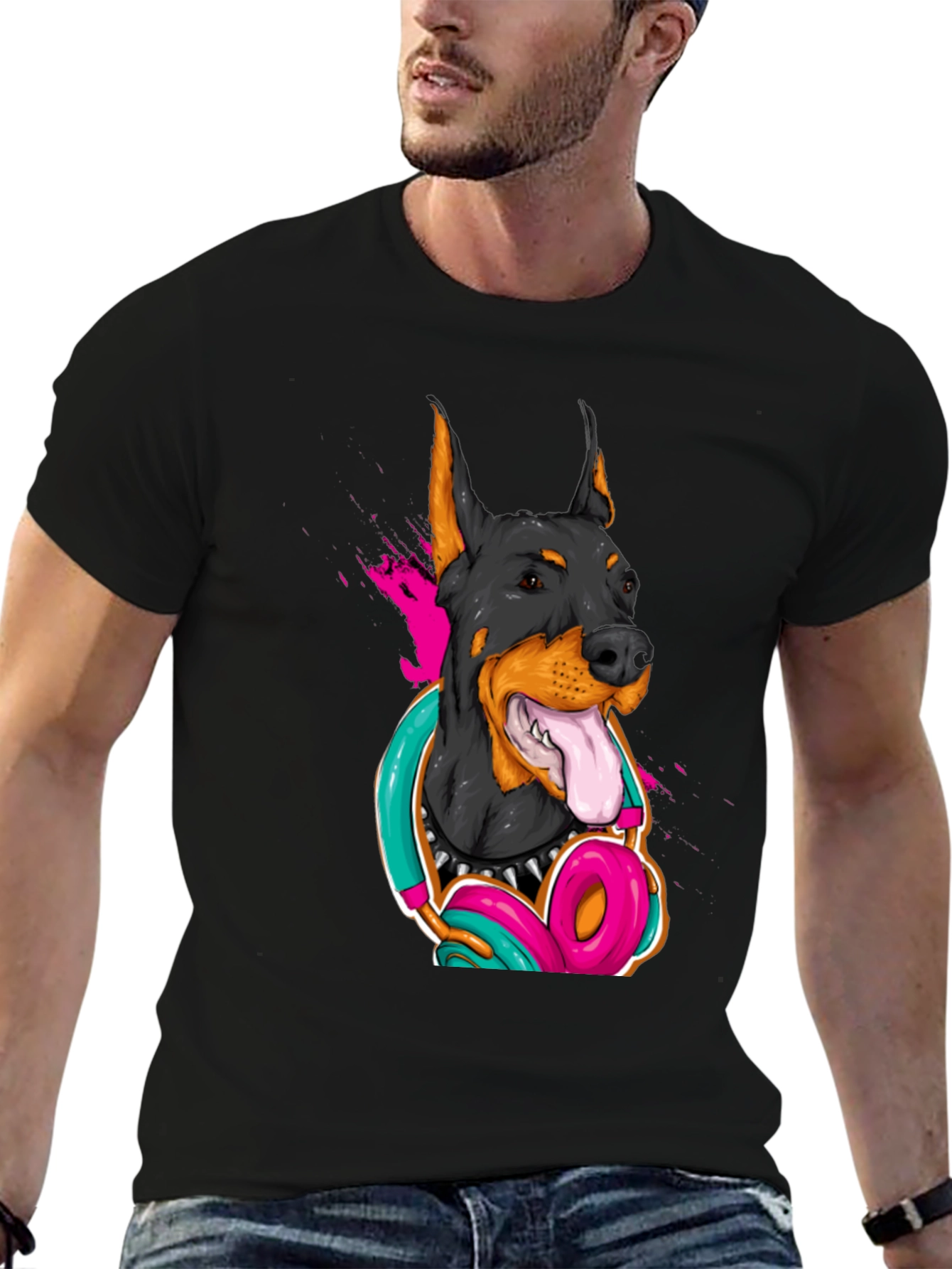 Cool Doberman Dog Graphic T-Shirt