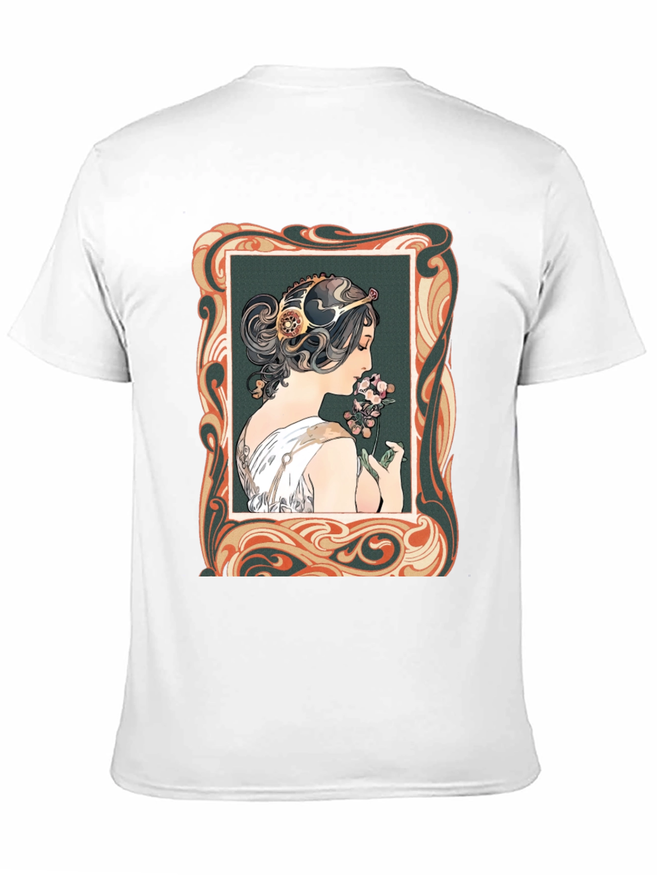 Art Nouveau Woman Graphic Tee - Stylish Black T-Shirt
