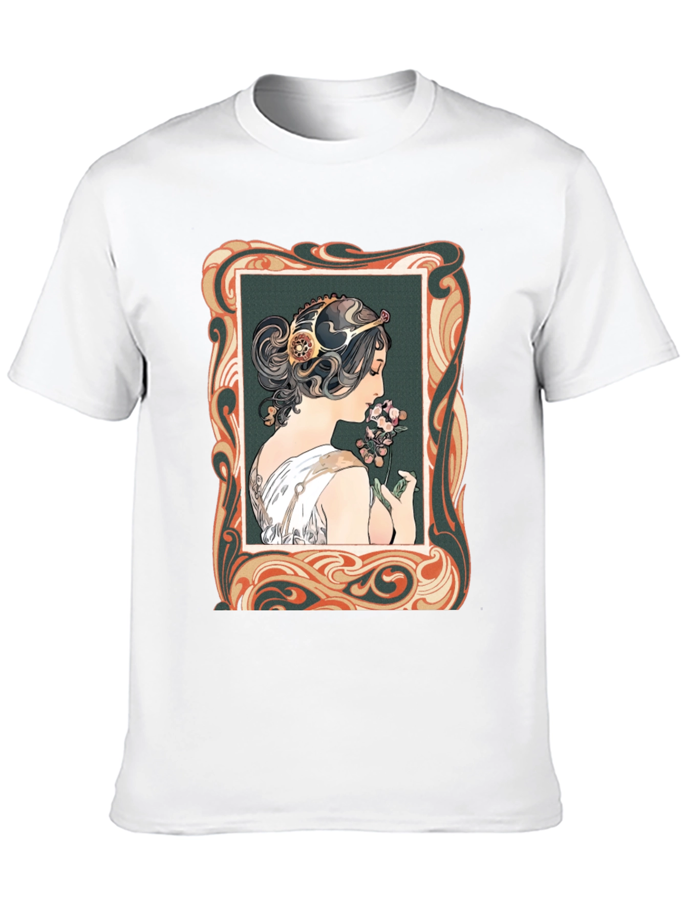 Art Nouveau Woman Graphic Tee - Stylish Black T-Shirt