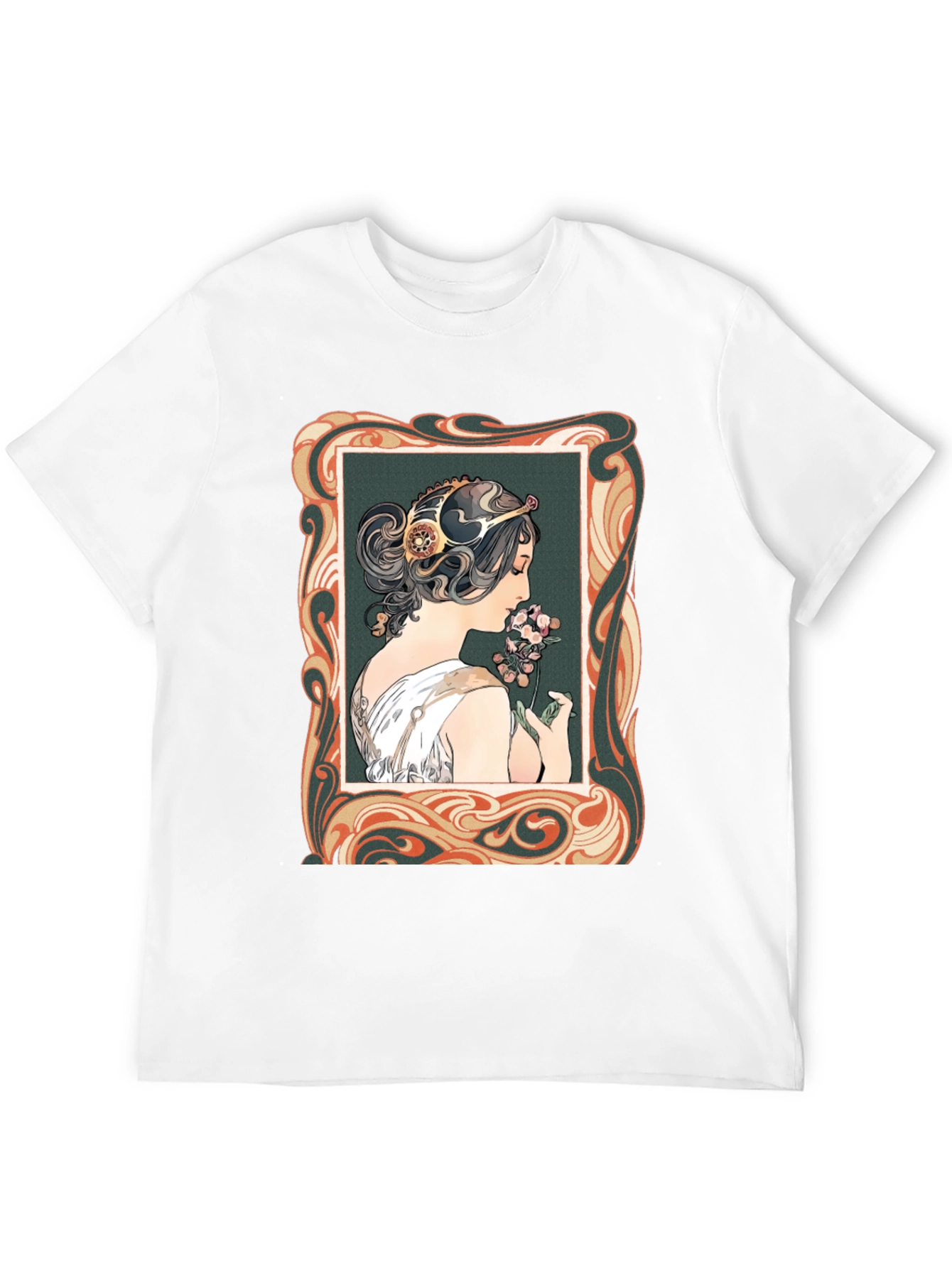 Art Nouveau Woman Graphic Tee - Stylish Black T-Shirt