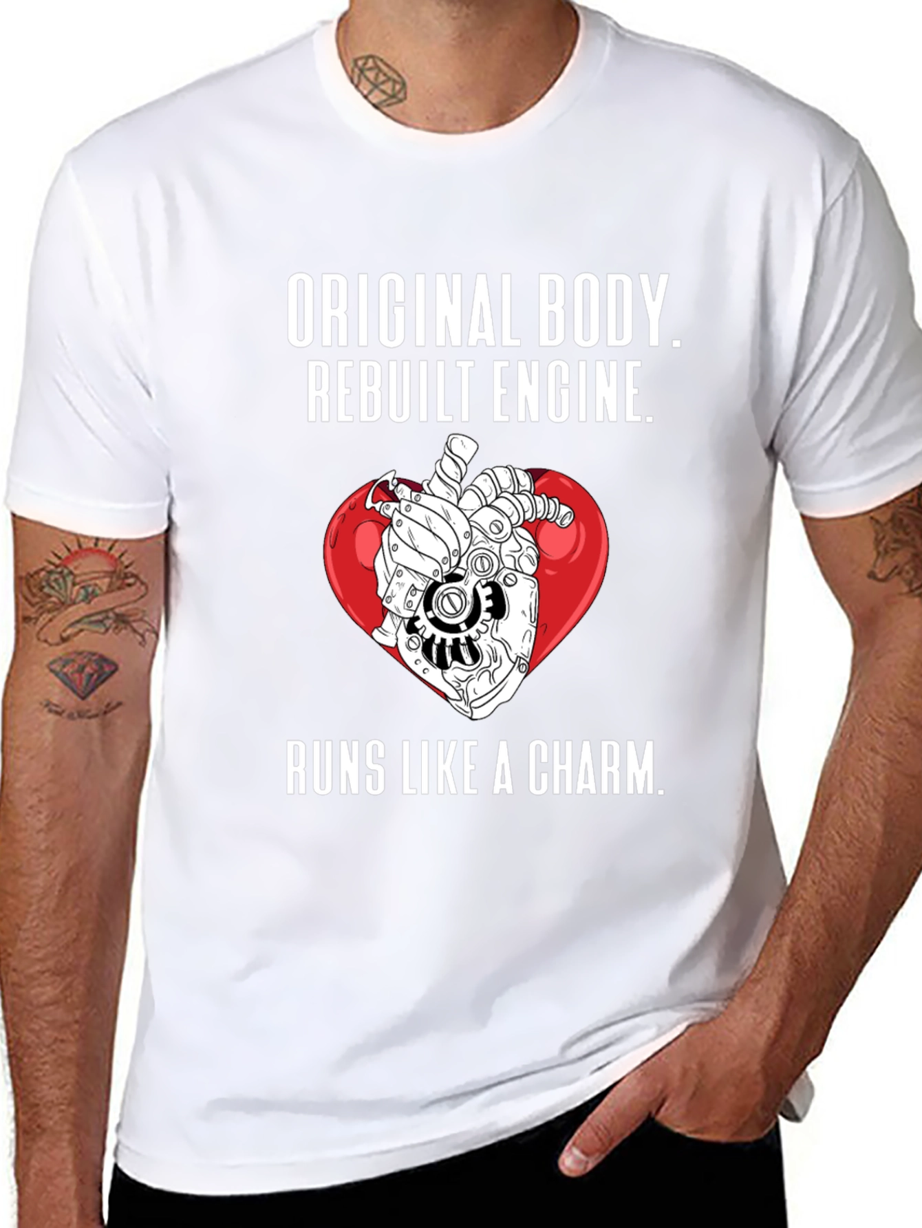 Rebuilt Engine Heart T-Shirt - Runs Like a Charm
