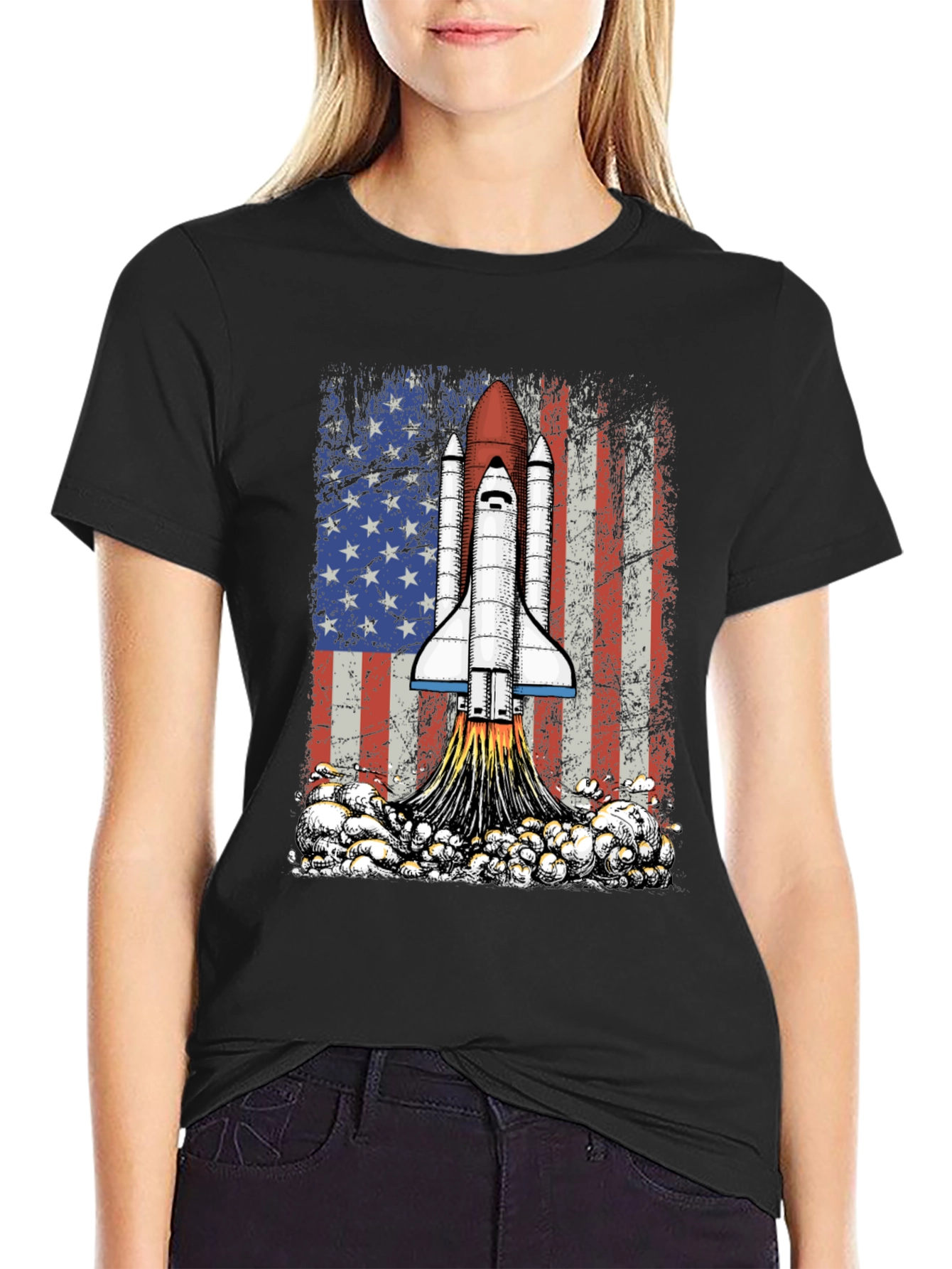 Rocket USA Flag Graphic T-Shirt