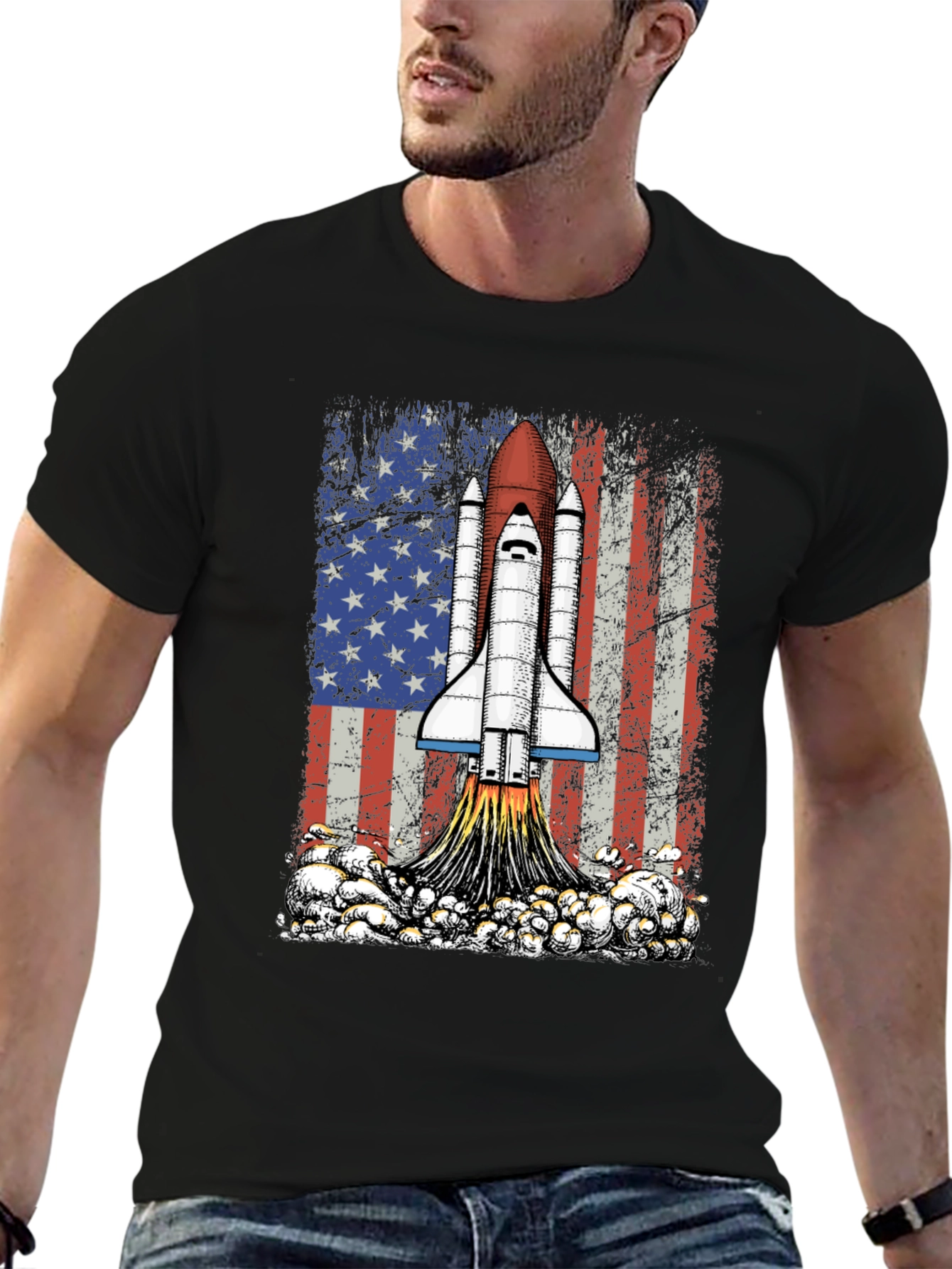Rocket USA Flag Graphic T-Shirt