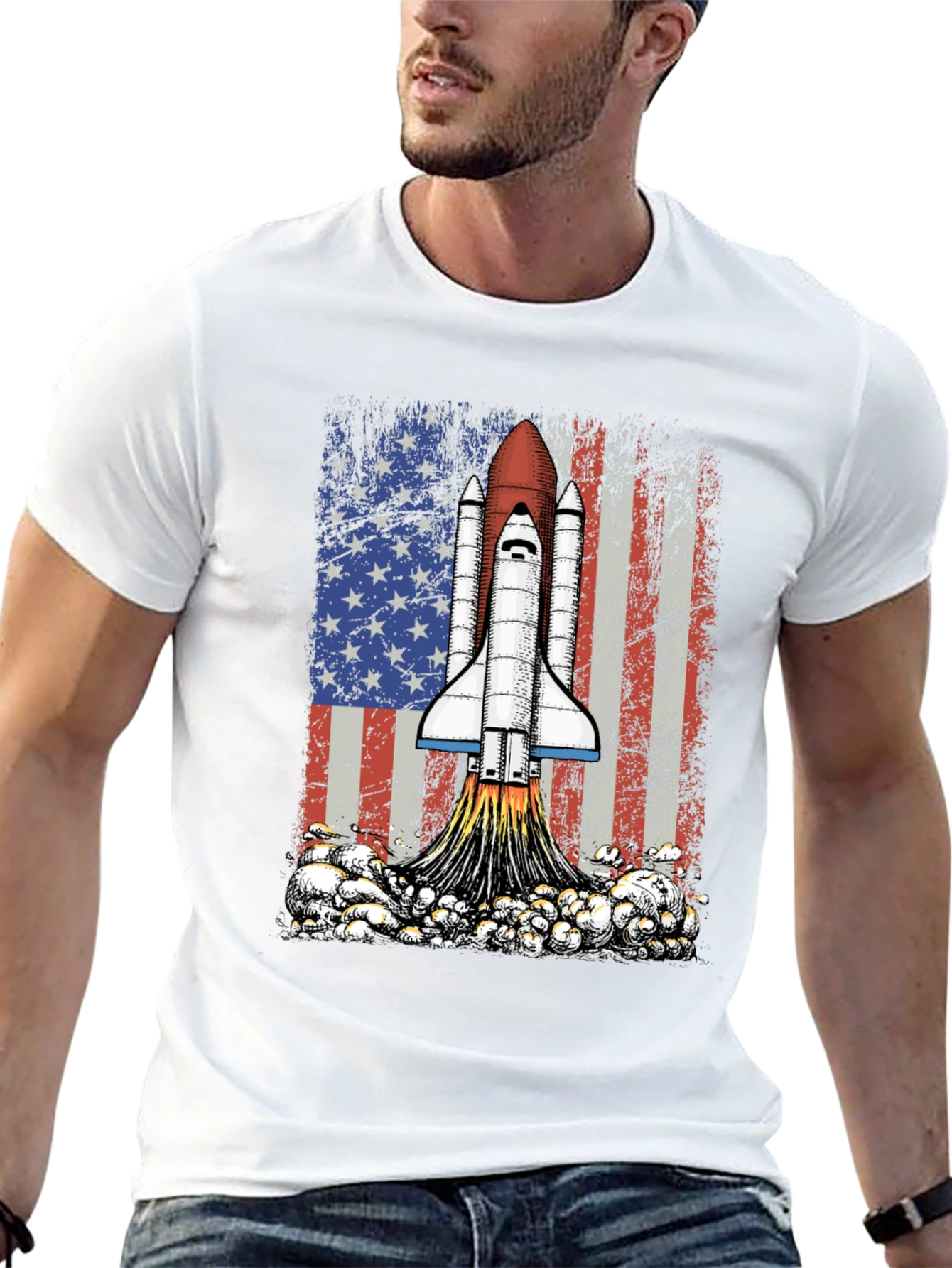 Rocket USA Flag Graphic T-Shirt