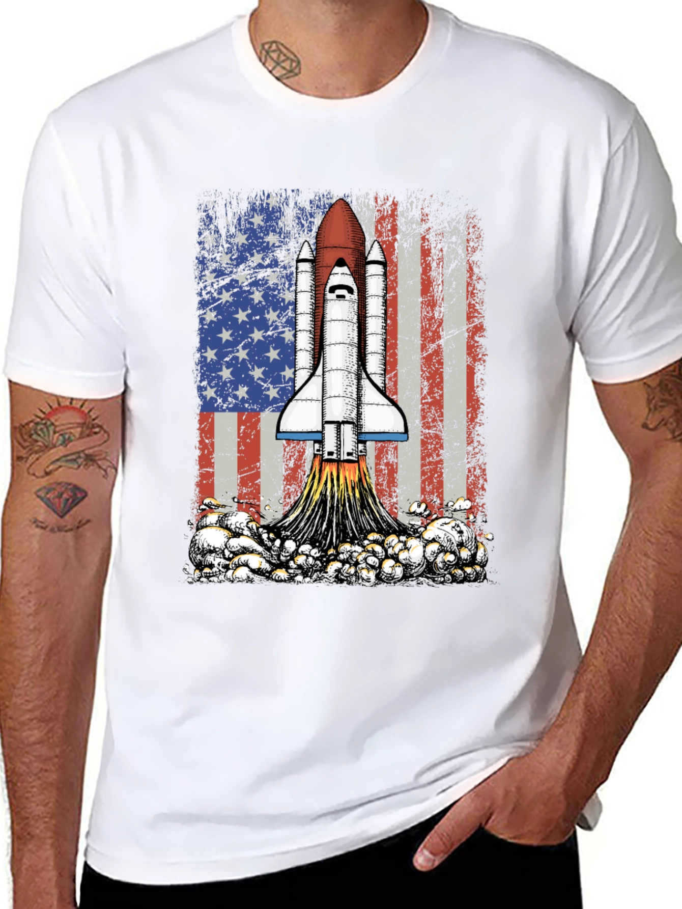 Rocket USA Flag Graphic T-Shirt