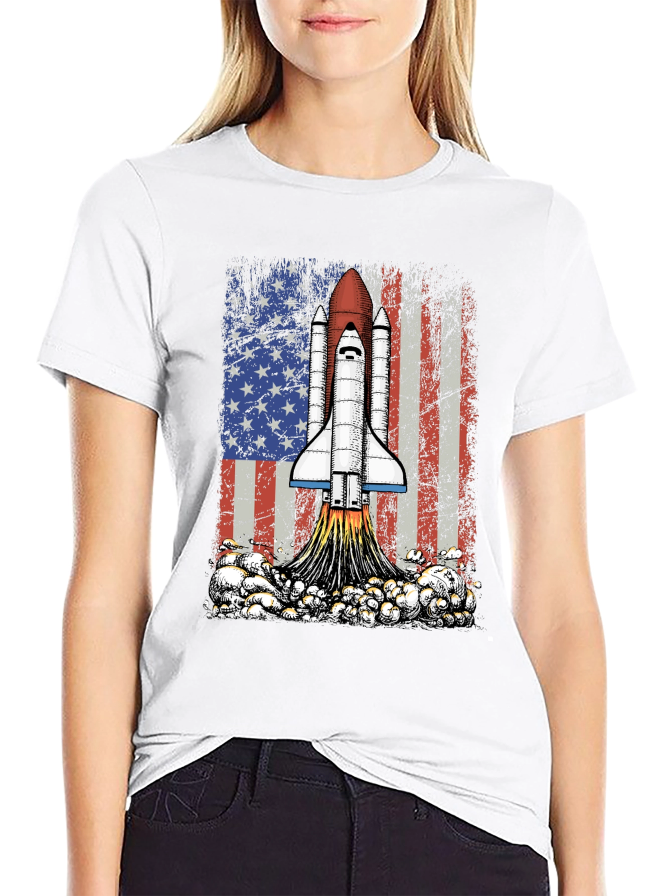 Rocket USA Flag Graphic T-Shirt