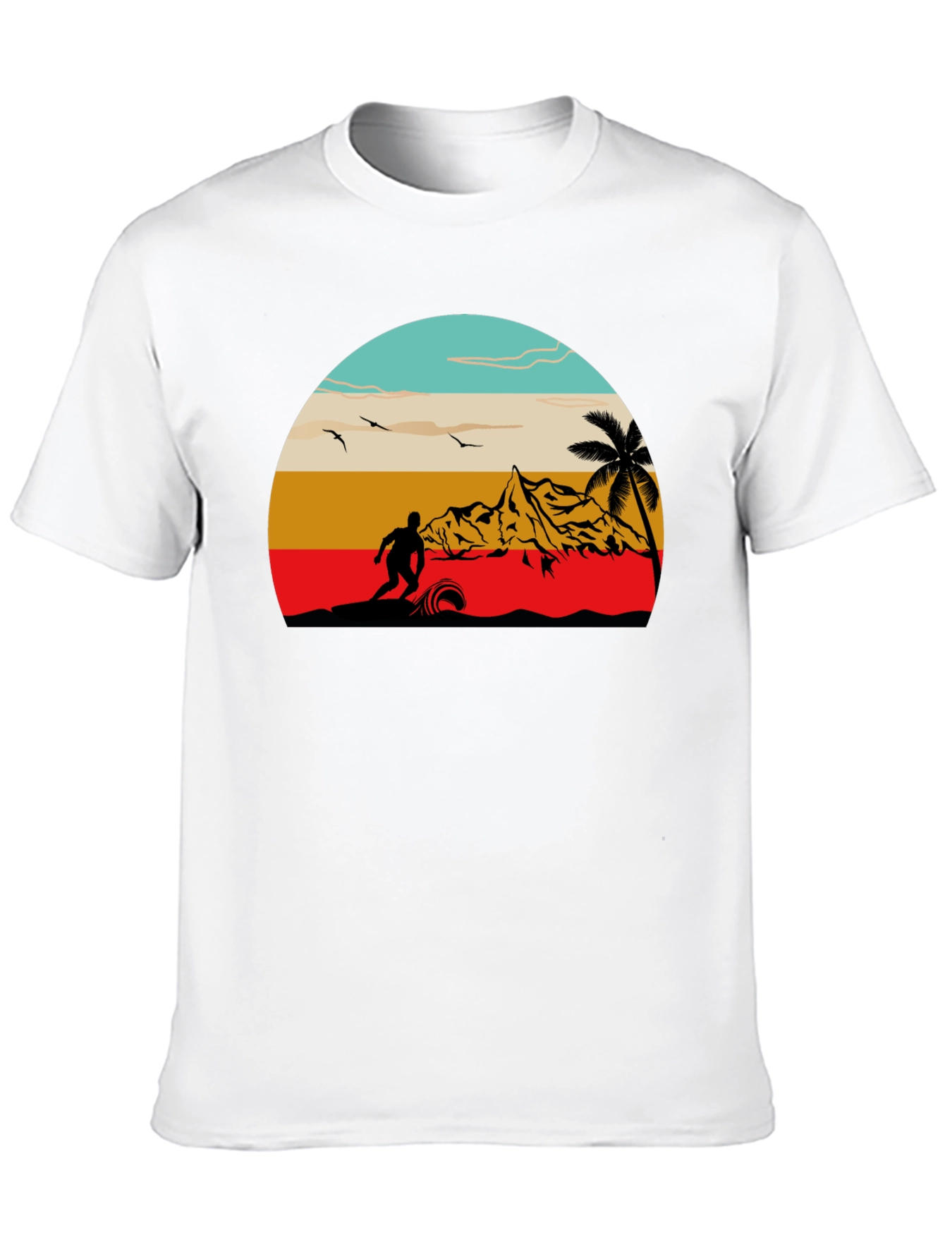 Retro Surf Scene Black T-Shirt