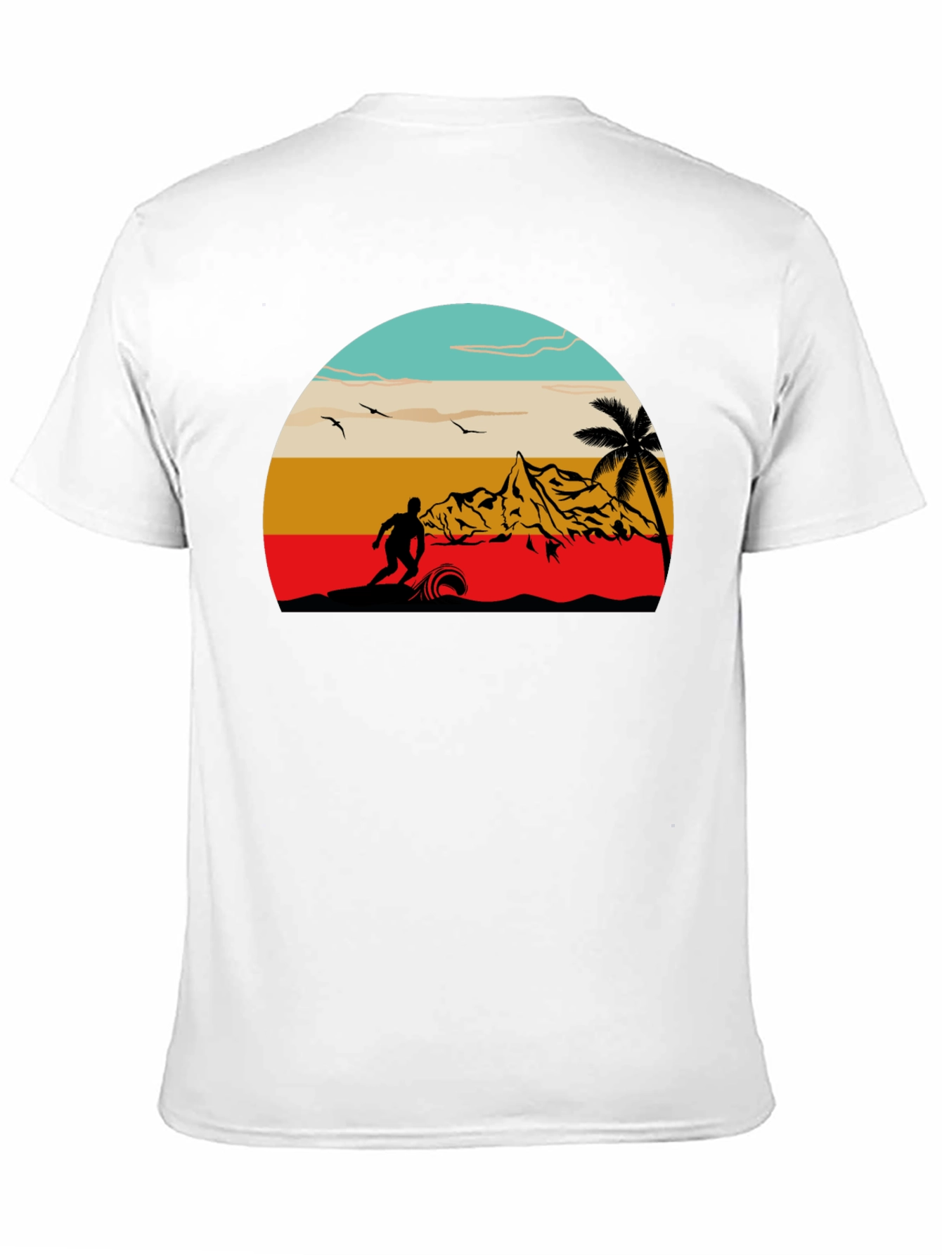 Retro Surf Scene Black T-Shirt
