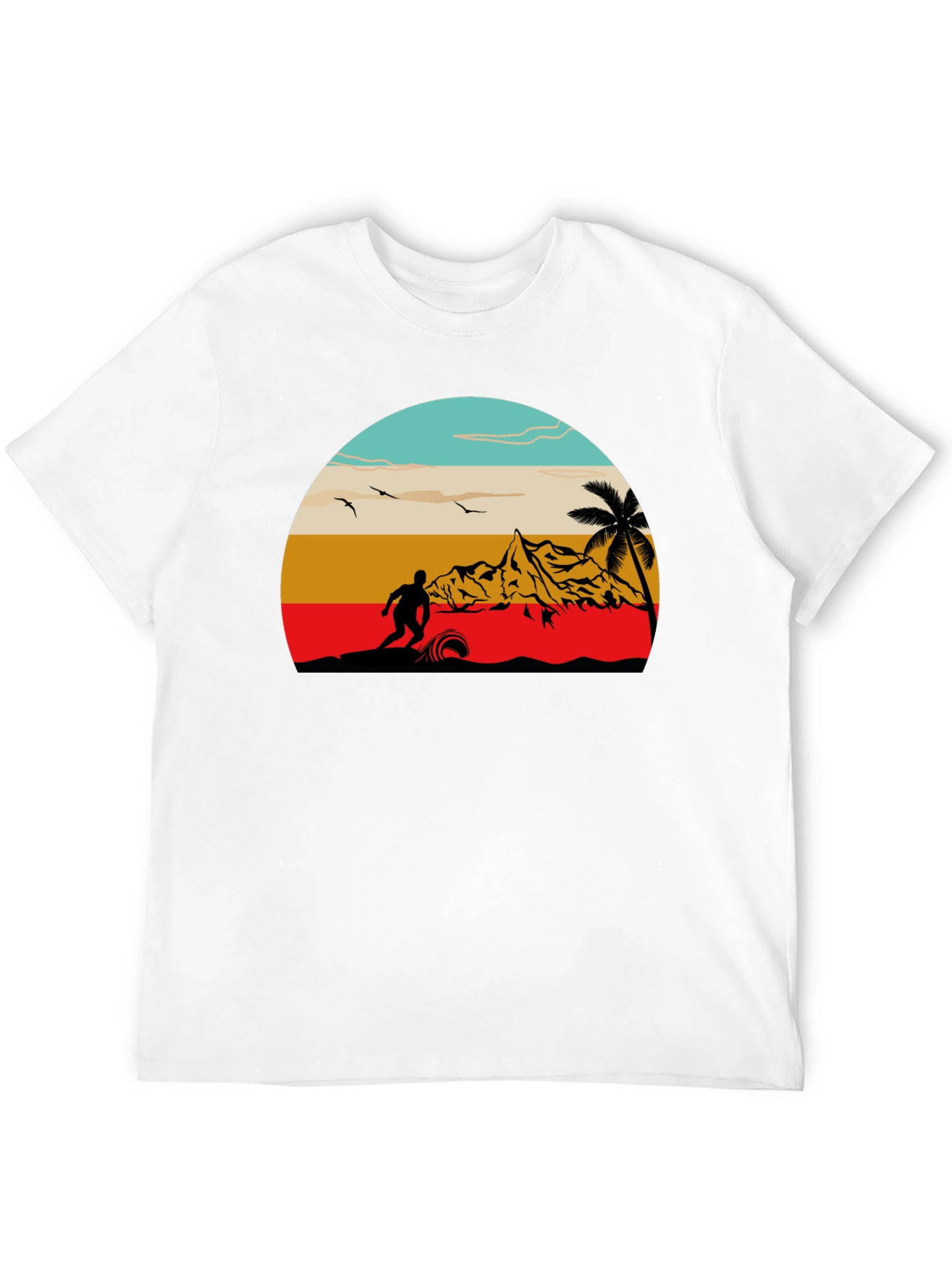 Retro Surf Scene Black T-Shirt