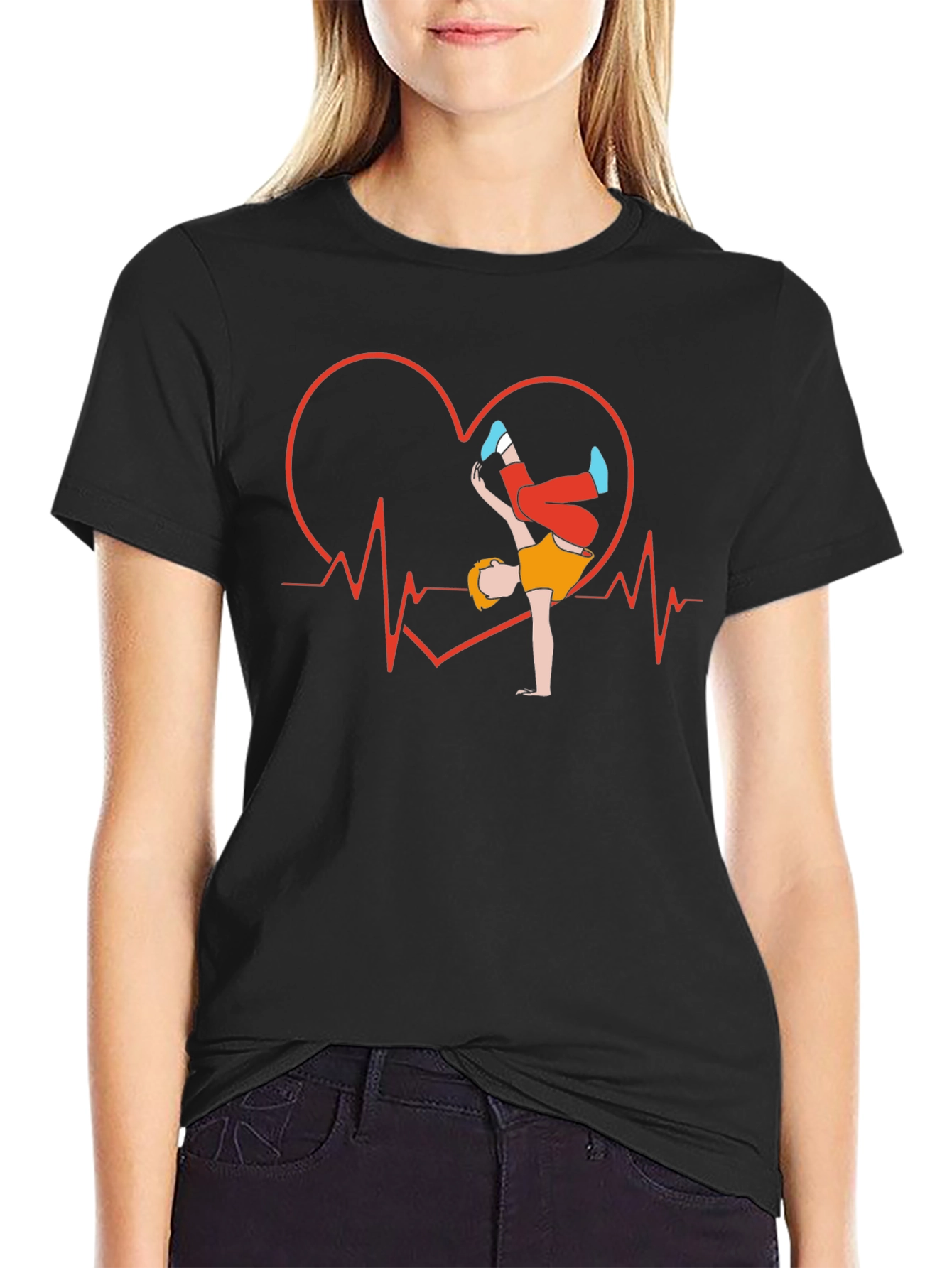 Heartbeat Breakdancer Graphic T-Shirt