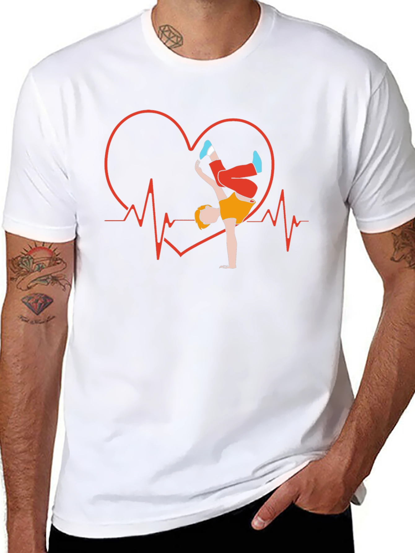 Heartbeat Breakdancer Graphic T-Shirt