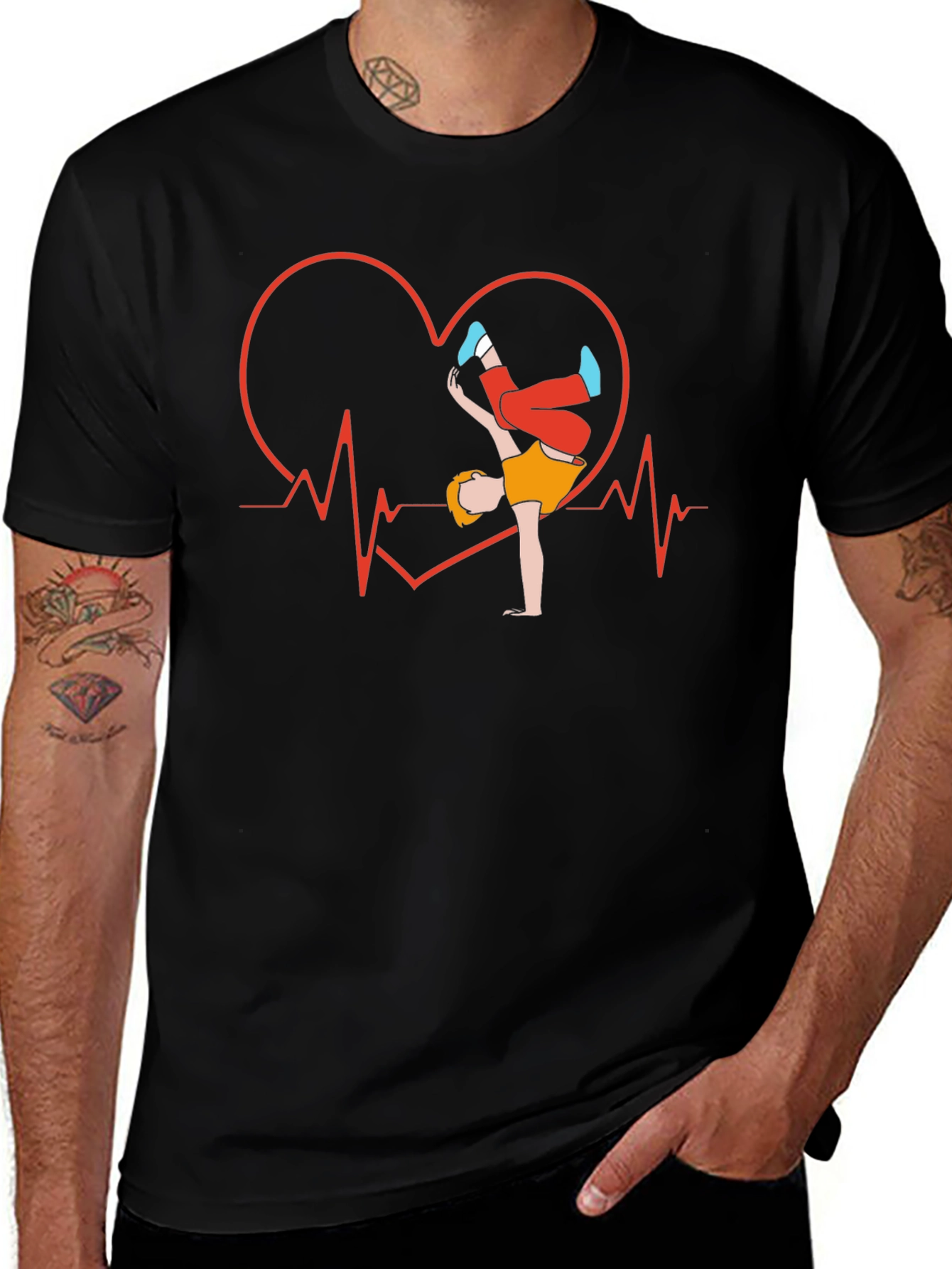 Heartbeat Breakdancer Graphic T-Shirt