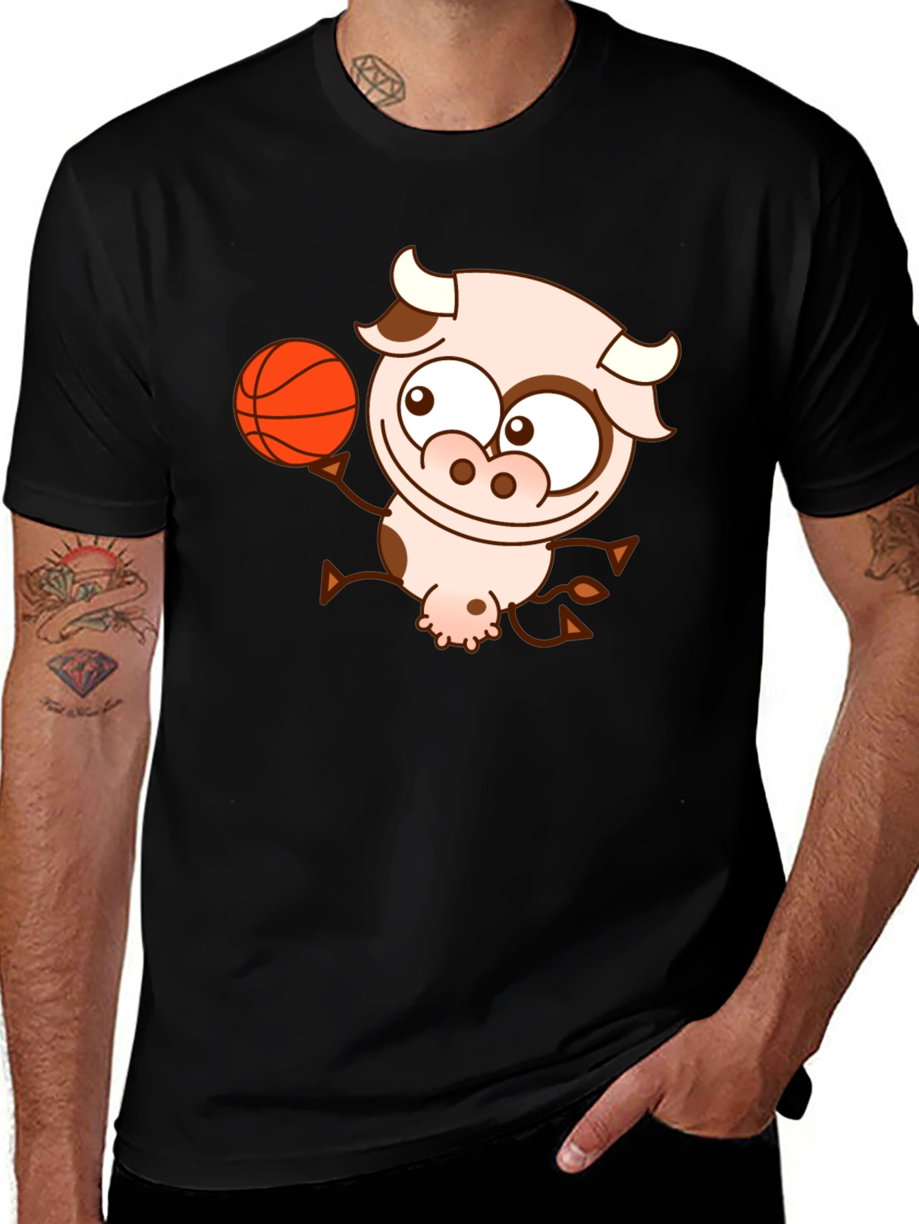 Cow Basketball Black T-Shirt