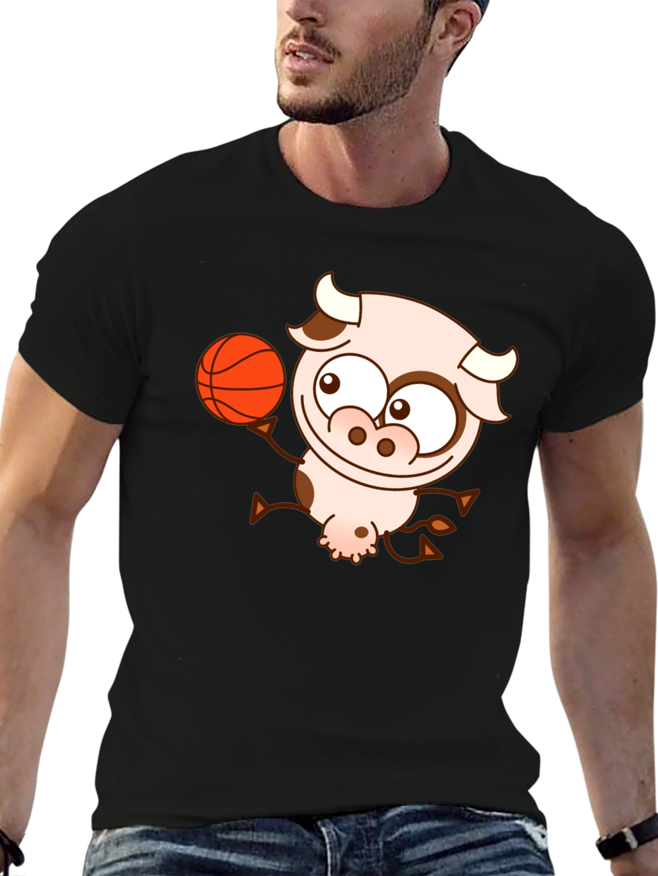 Cow Basketball Black T-Shirt
