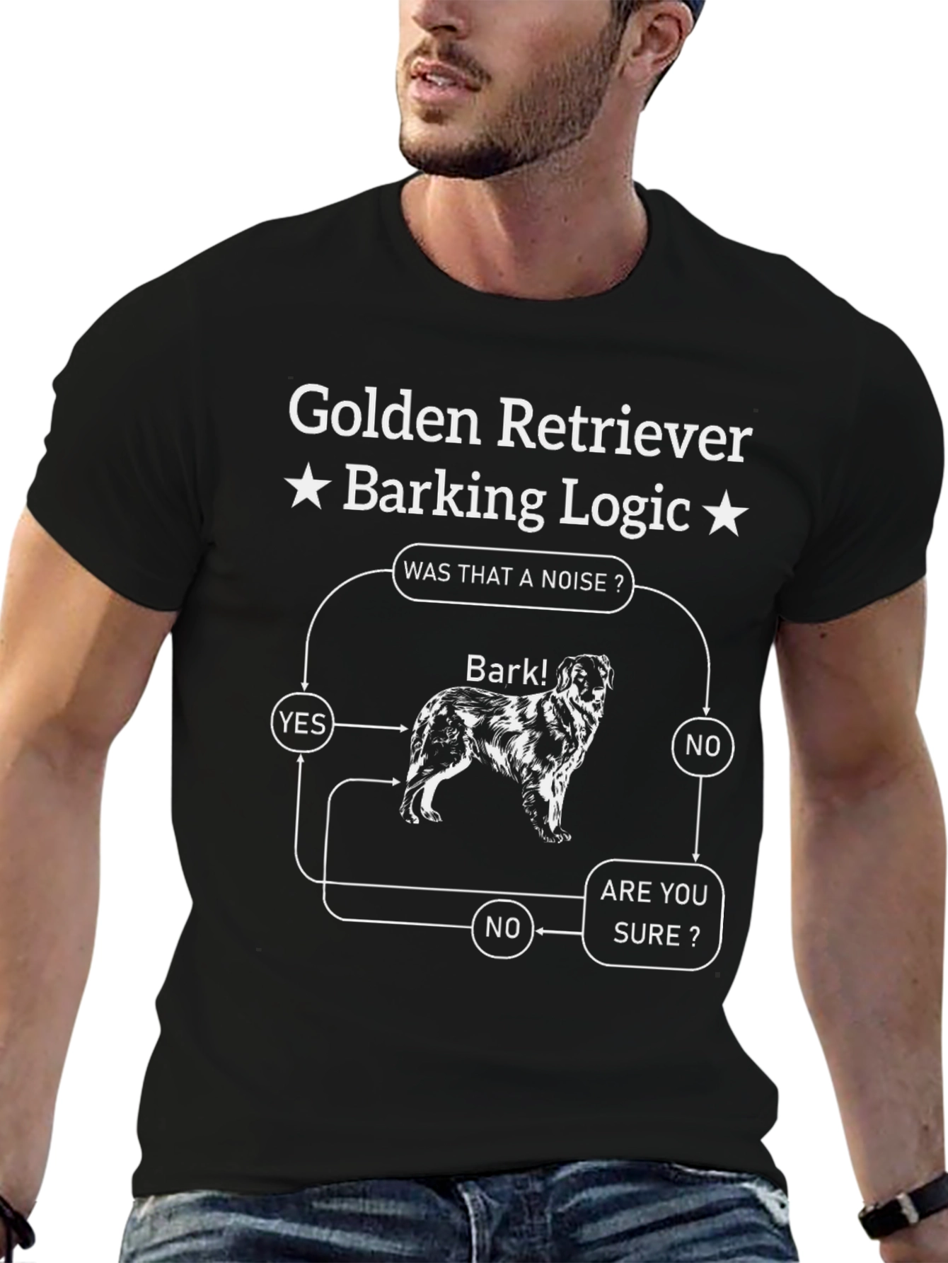 Golden Retriever Barking Logic T-Shirt - Funny Dog Tee