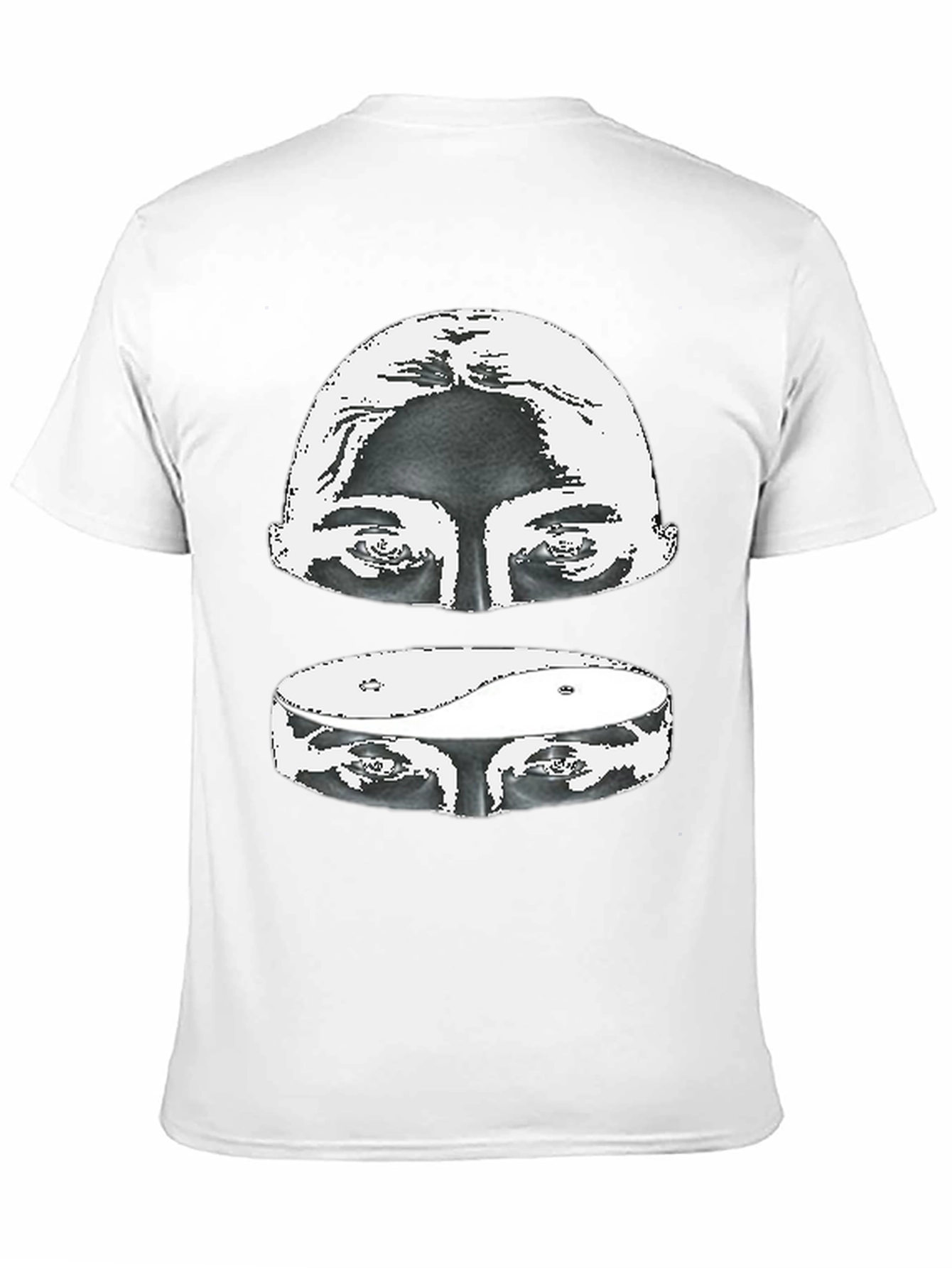 Yin Yang Eyes Graphic Print Black T-Shirt