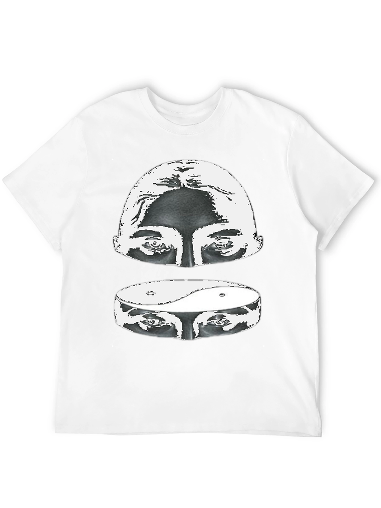 Yin Yang Eyes Graphic Print Black T-Shirt