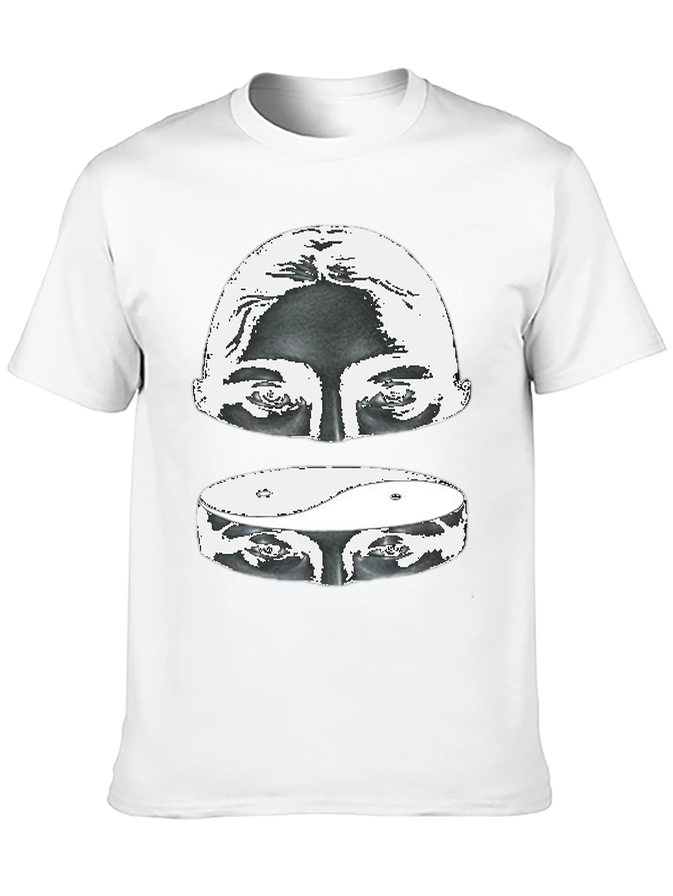 Yin Yang Eyes Graphic Print Black T-Shirt