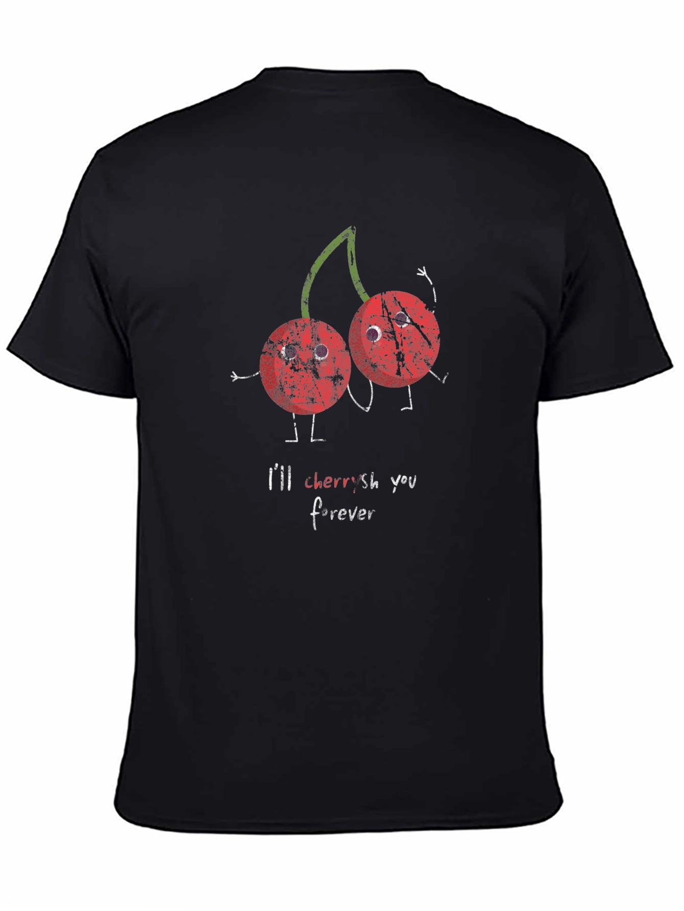 Cherries Ill Cherish You Forever Black Graphic T-Shirt