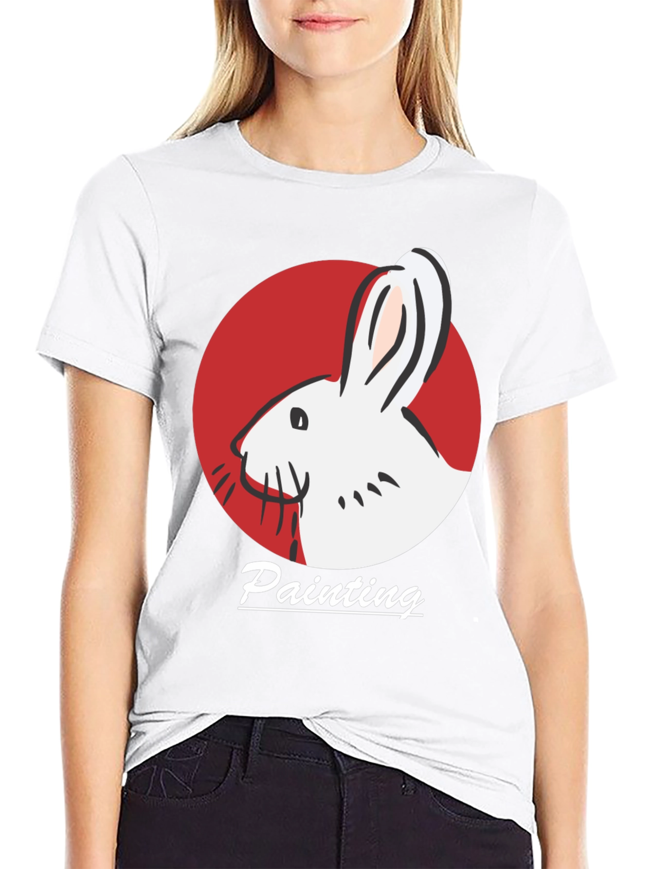 Rabbit Painting Black T-Shirt