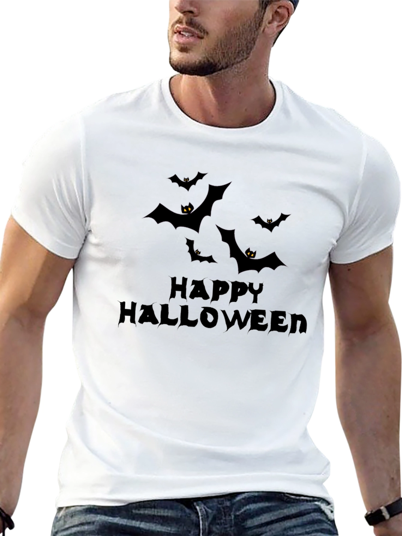 Halloween Bats Graphic Black T-Shirt