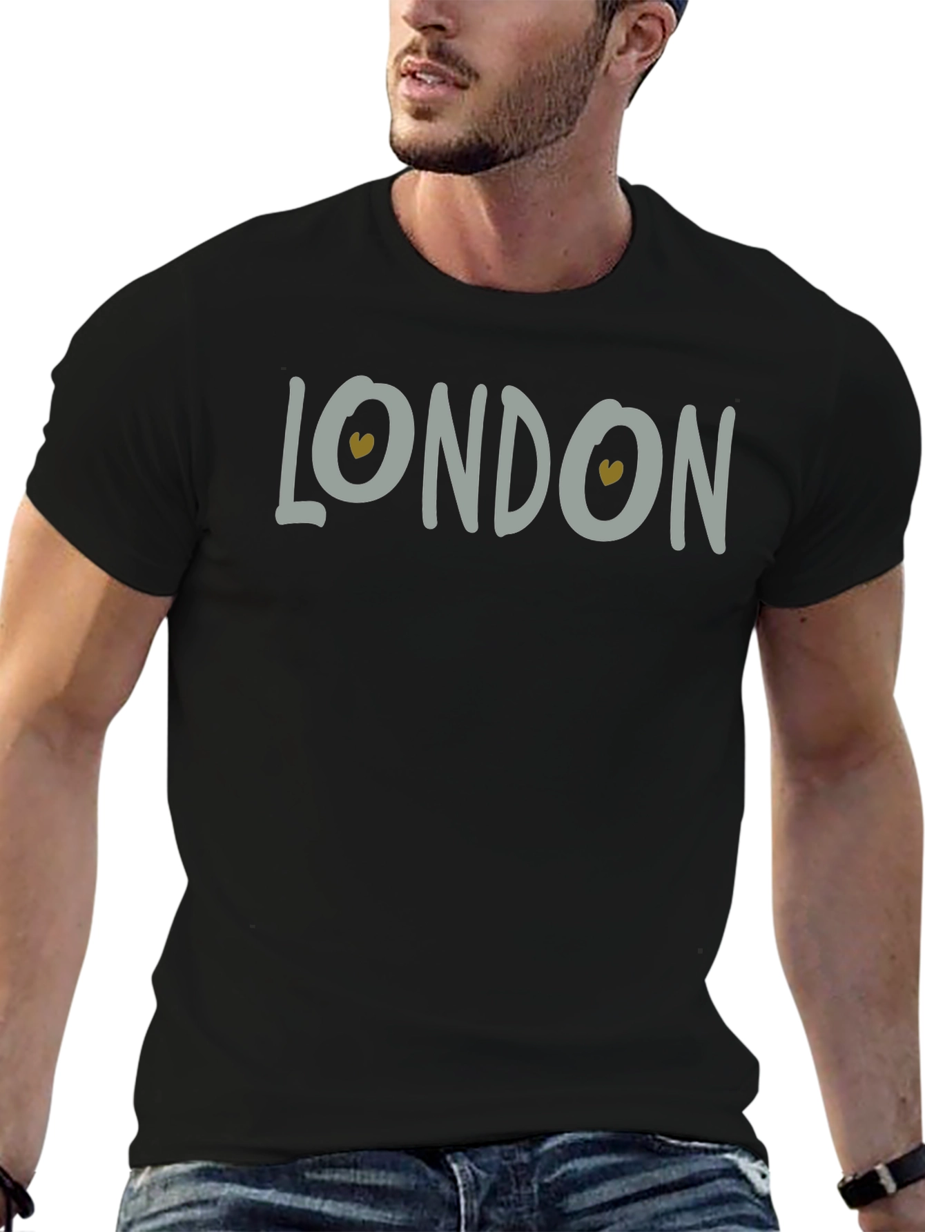 London Love Heart Graphic Black Tee